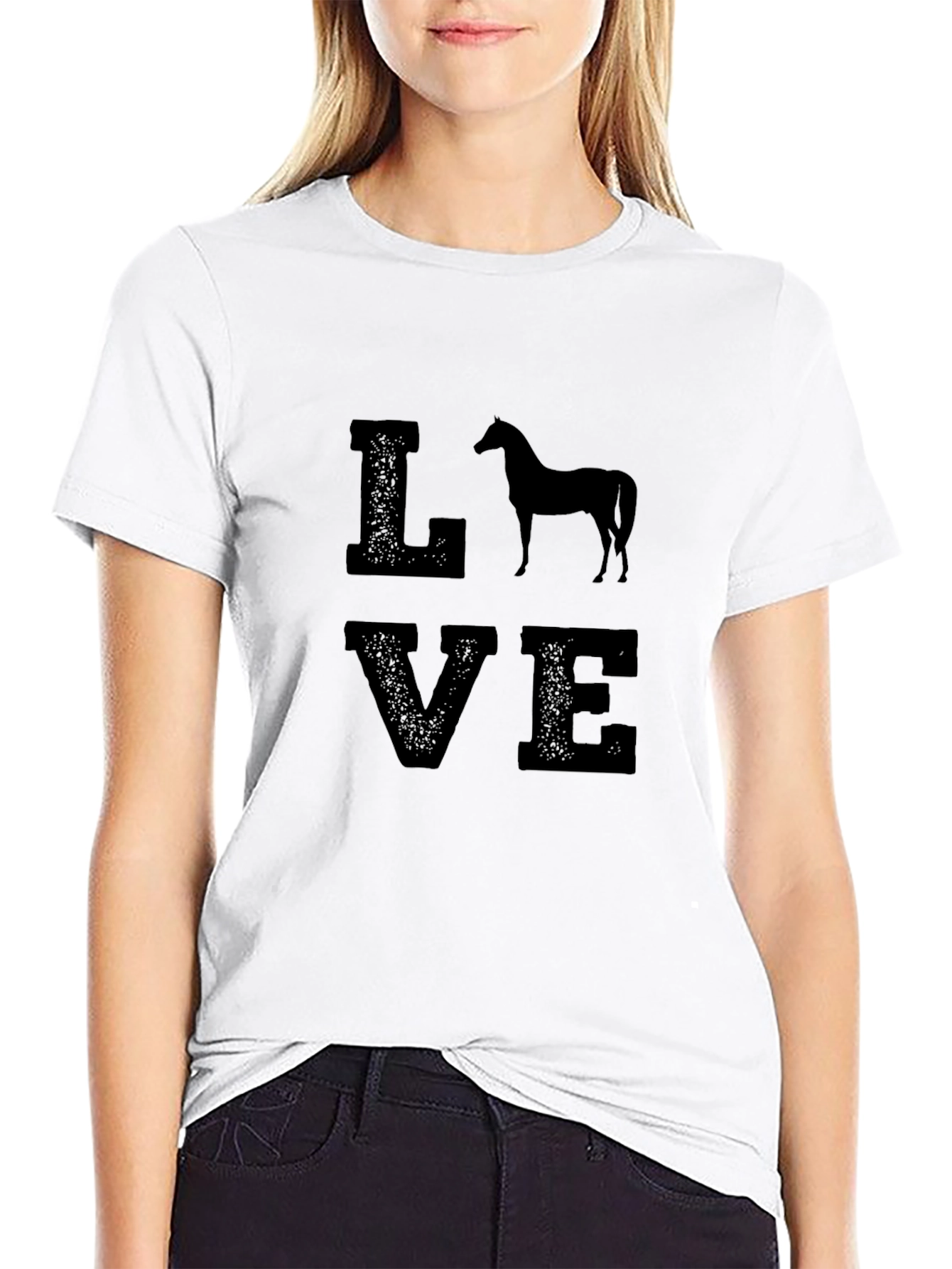 Love Horses Black Graphic T-Shirt