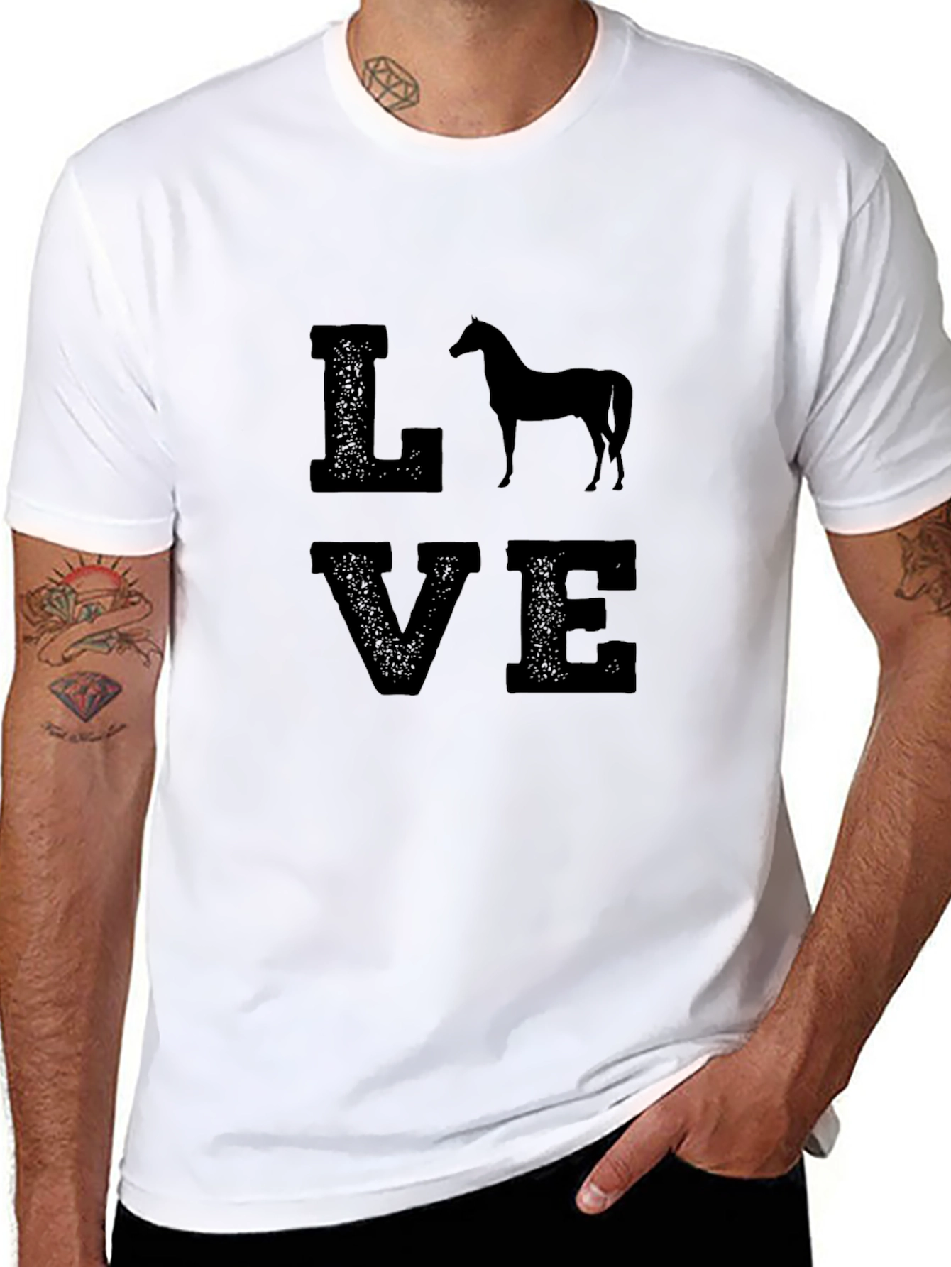 Love Horses Black Graphic T-Shirt