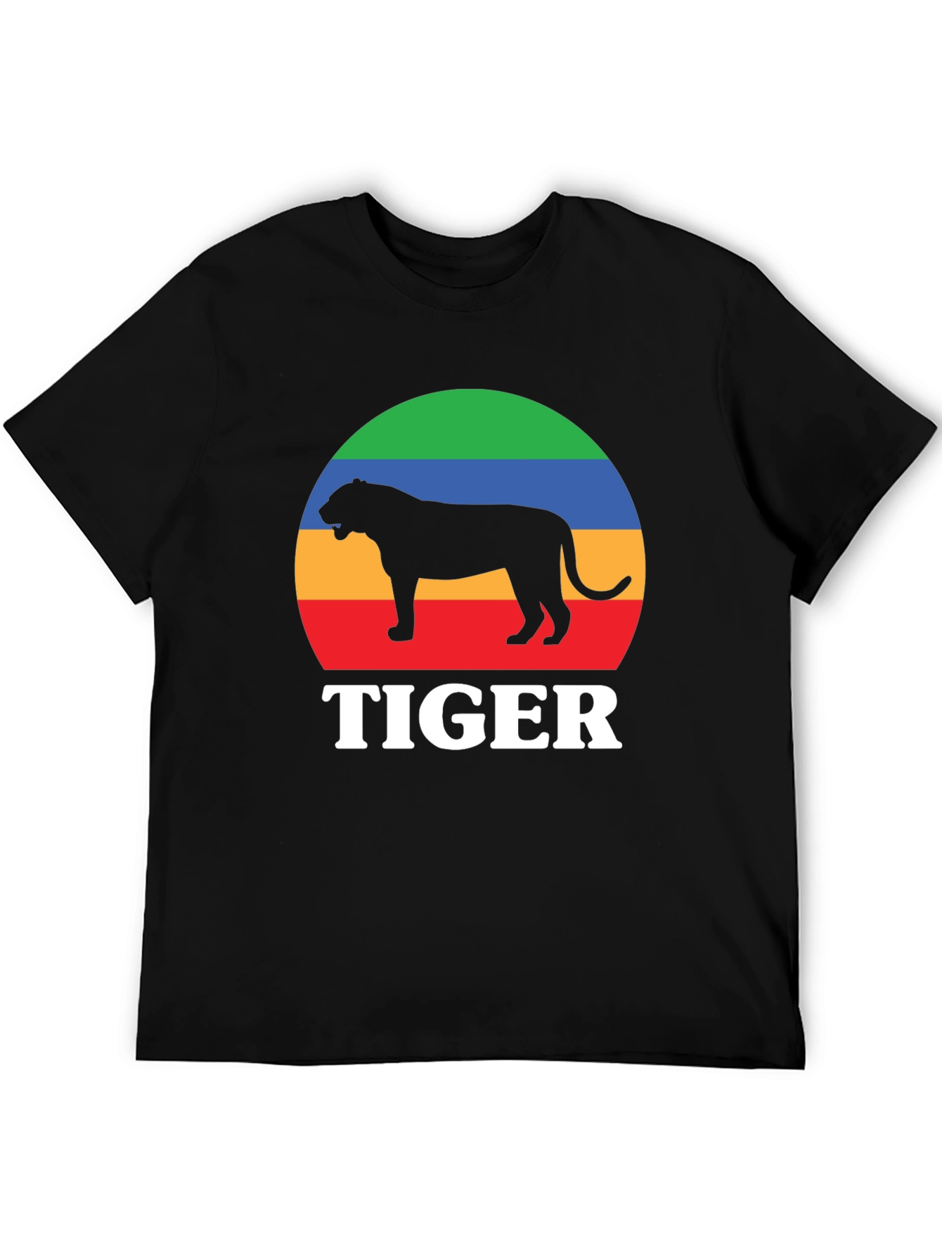 Retro Tiger Graphic Tee - Black Cotton T-Shirt