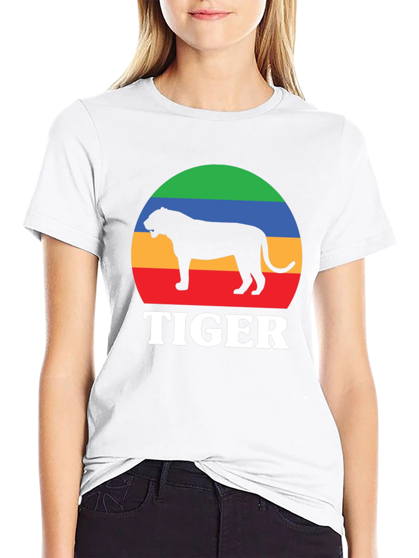 Retro Tiger Graphic Tee - Black Cotton T-Shirt