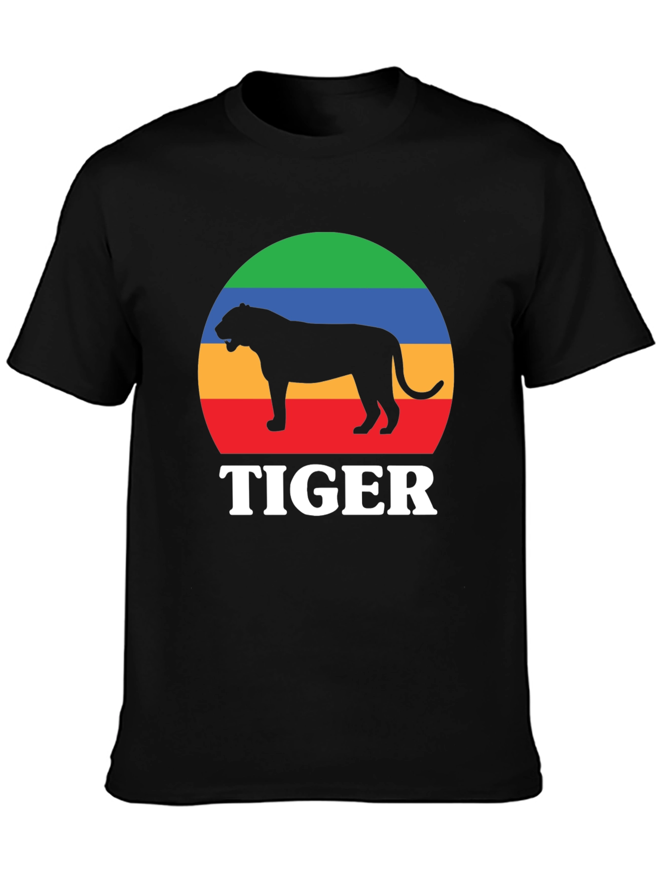 Retro Tiger Graphic Tee - Black Cotton T-Shirt
