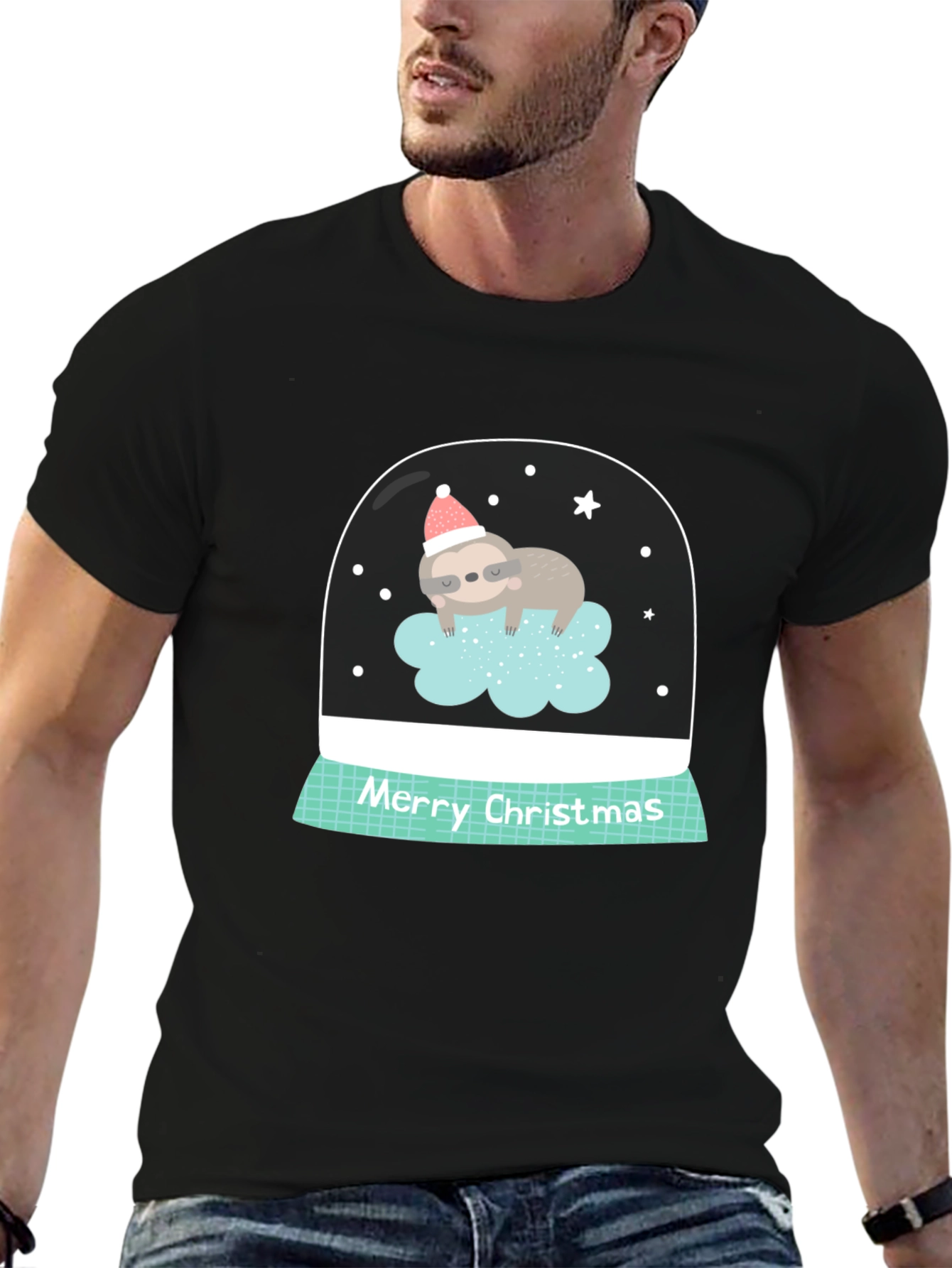 Sloth in Snow Globe Christmas T-Shirt