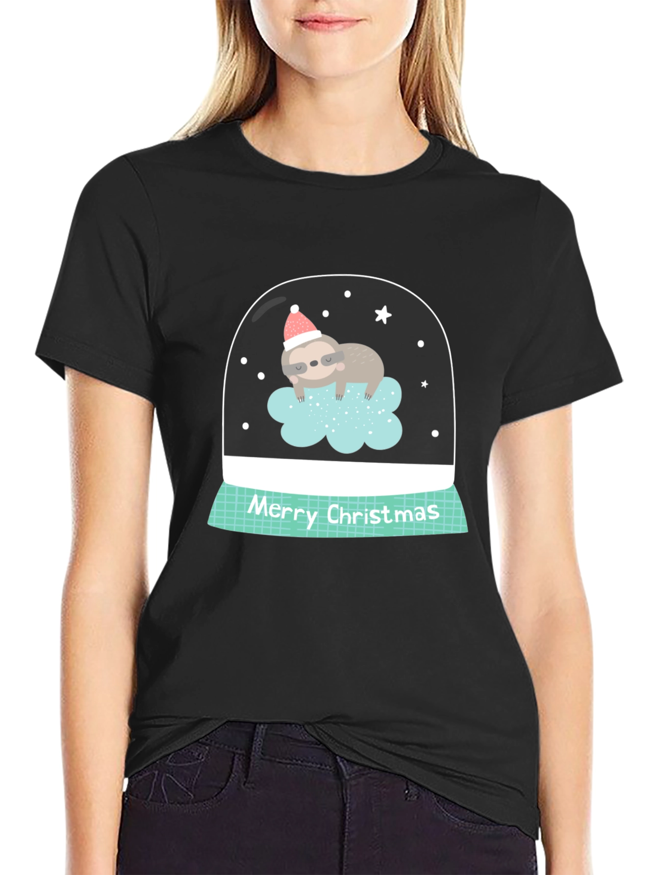Sloth in Snow Globe Christmas T-Shirt