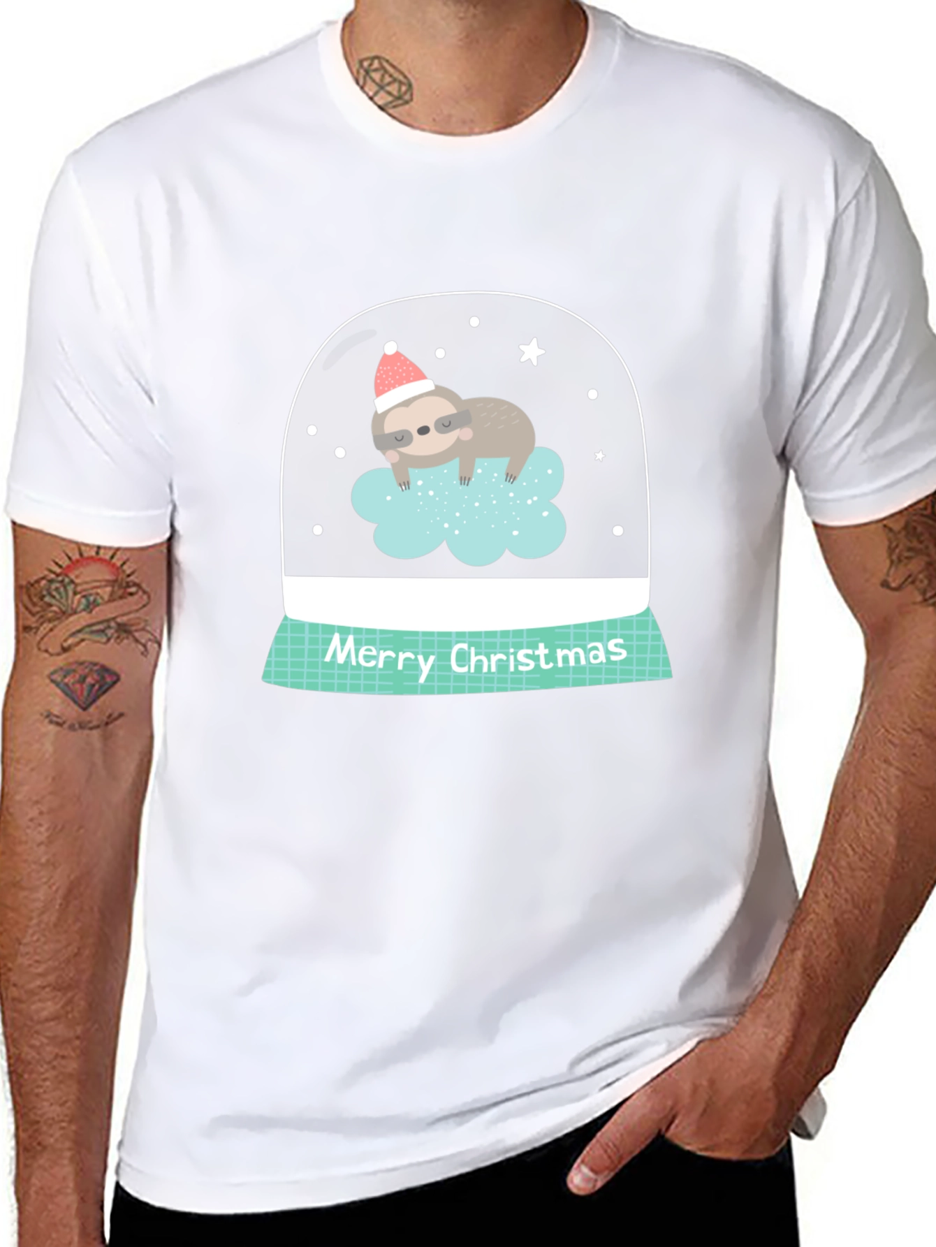 Sloth in Snow Globe Christmas T-Shirt