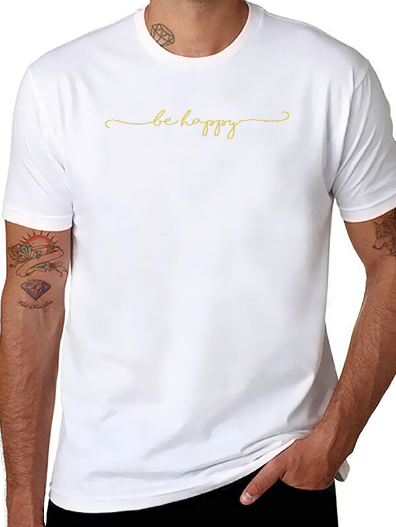 Be Happy Black Graphic Tee