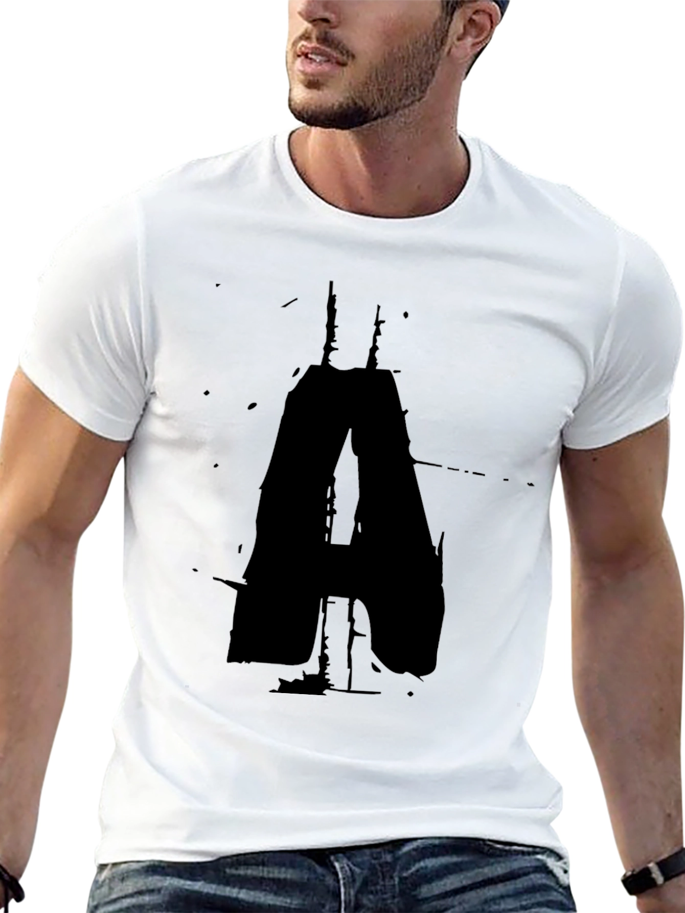 Abstract A Graphic Tee - Black Casual T-Shirt