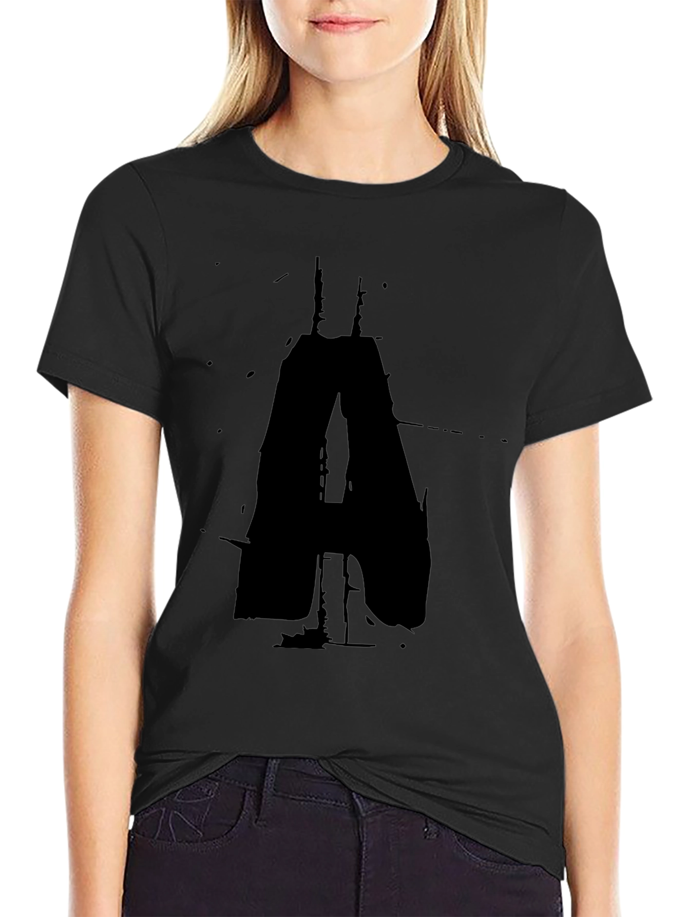 Abstract A Graphic Tee - Black Casual T-Shirt