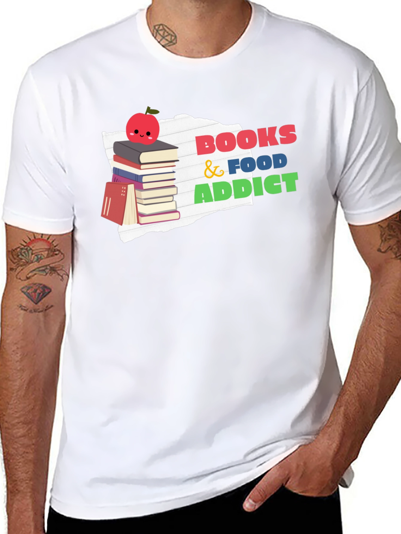 Books and Food Addict Graphic T-Shirt