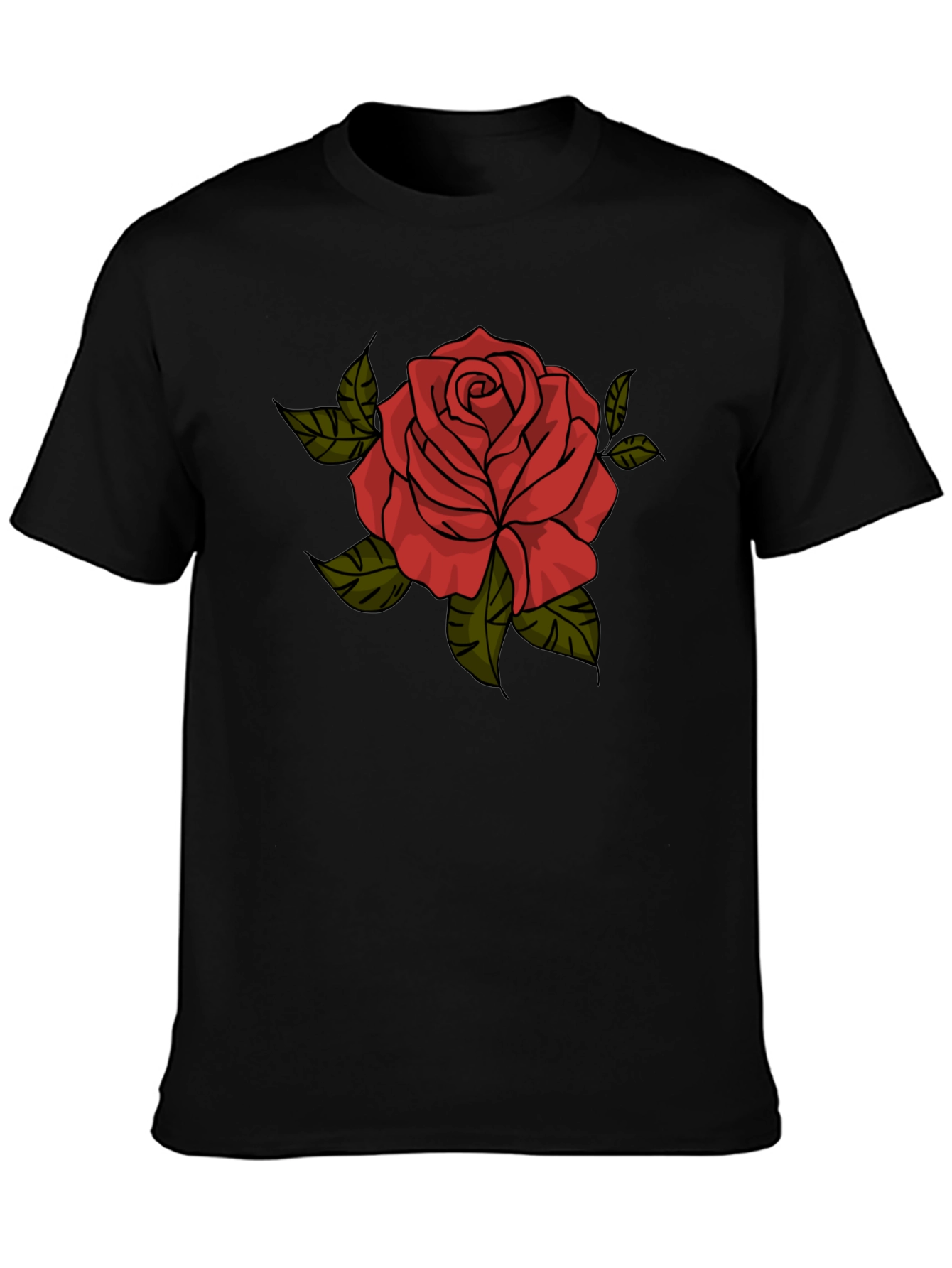 Red Rose Graphic T-Shirt - Classic Black Tee