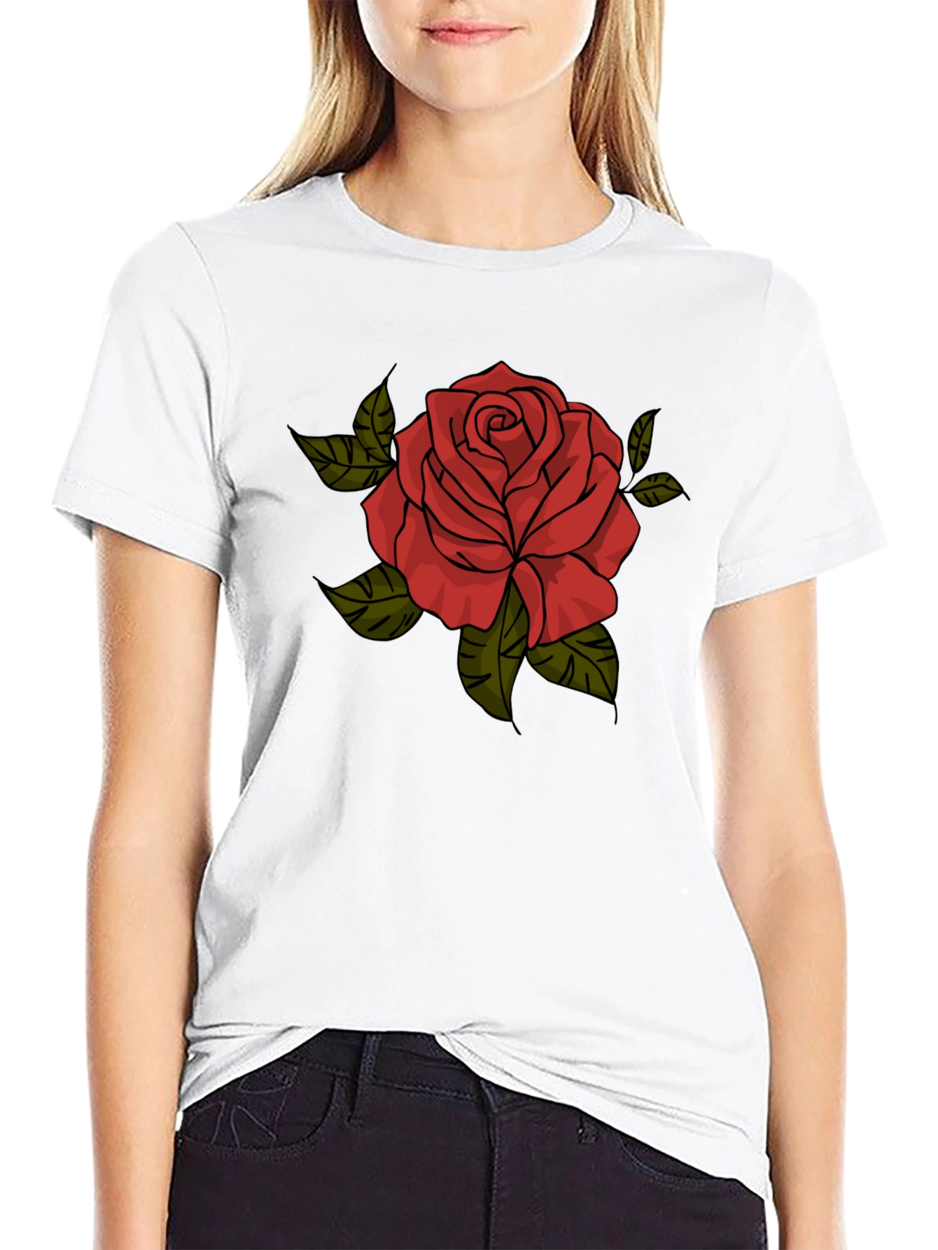 Red Rose Graphic T-Shirt - Classic Black Tee
