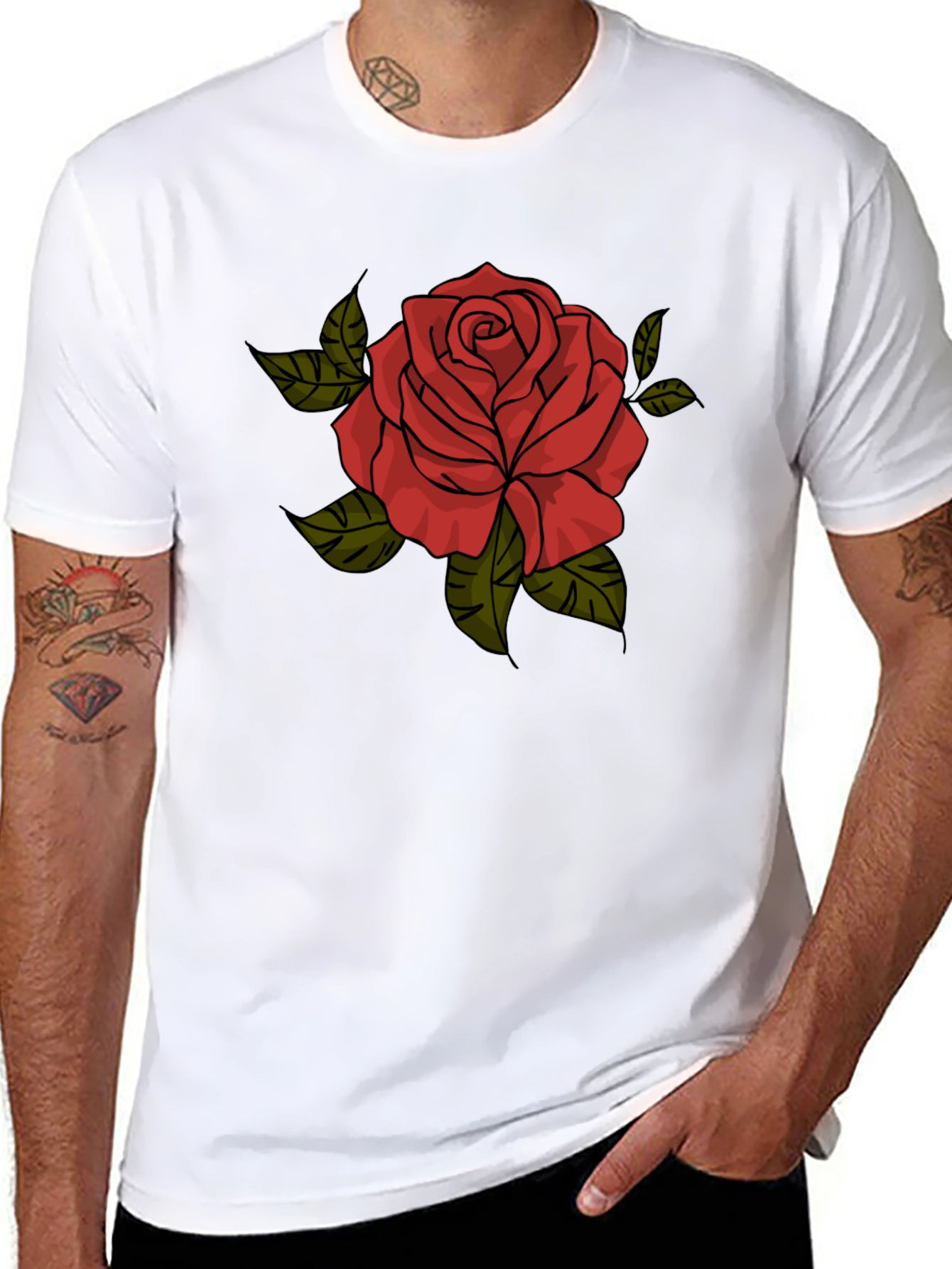 Red Rose Graphic T-Shirt - Classic Black Tee