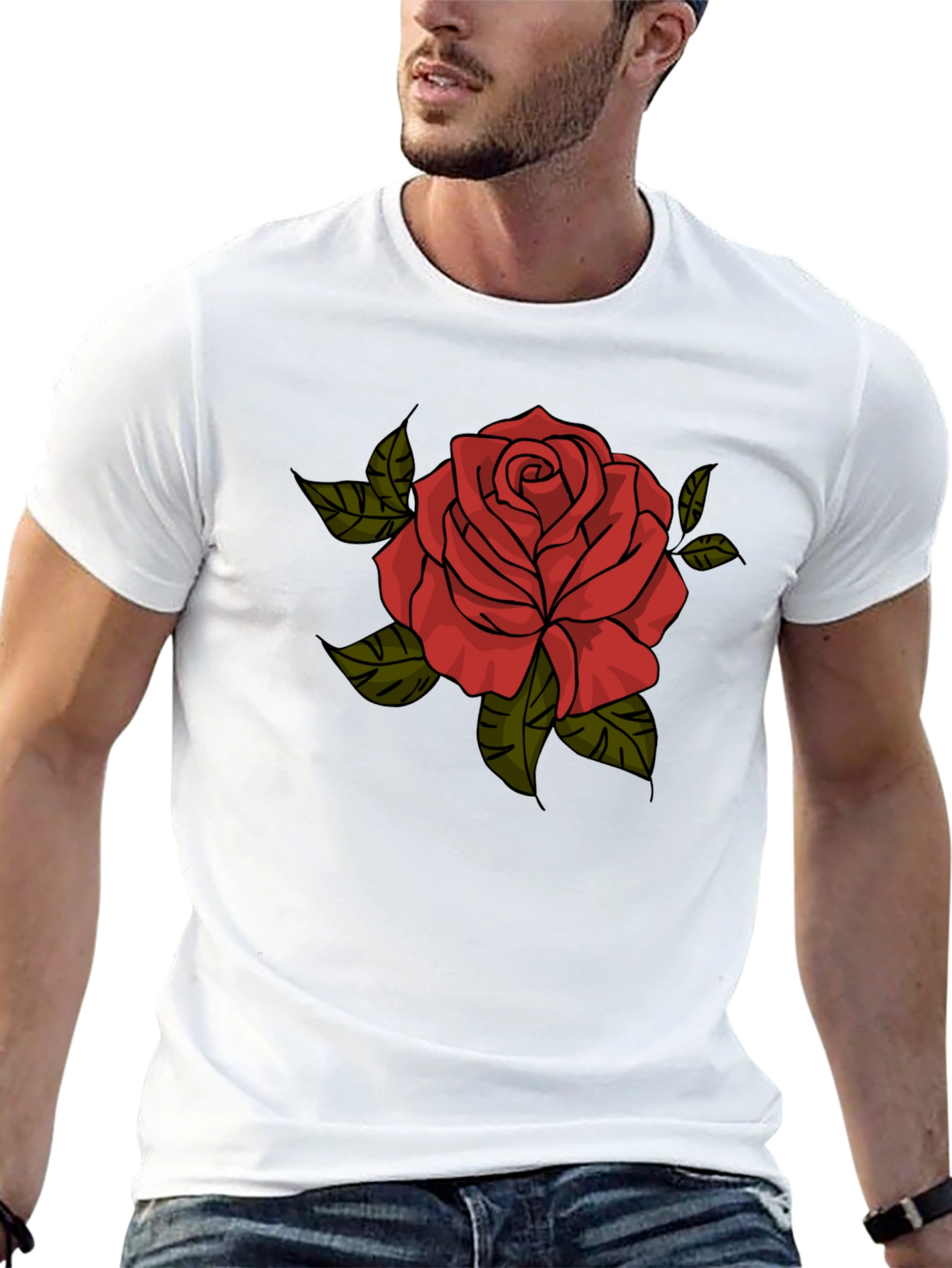 Red Rose Graphic T-Shirt - Classic Black Tee