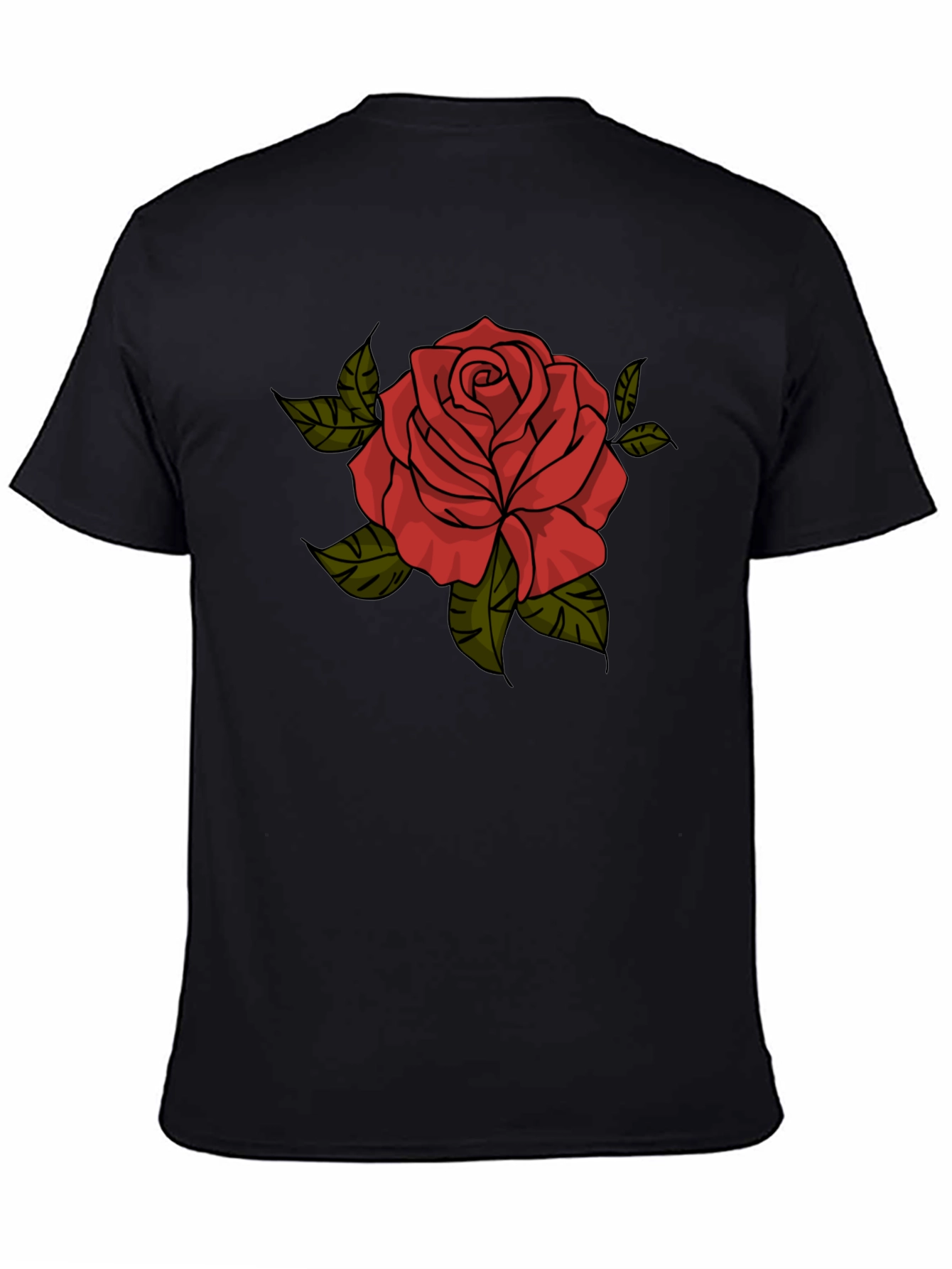 Red Rose Graphic T-Shirt - Classic Black Tee