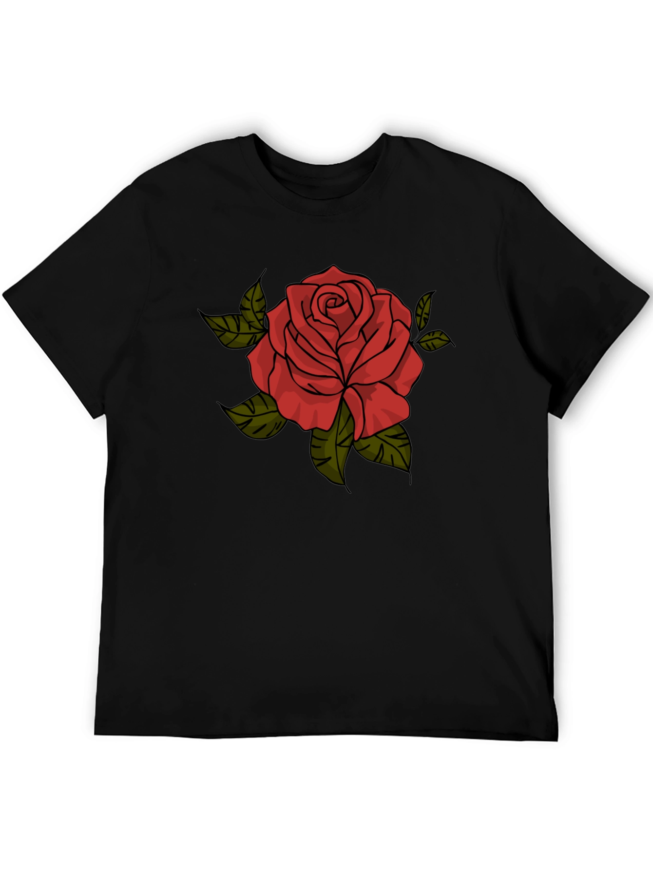 Red Rose Graphic T-Shirt - Classic Black Tee