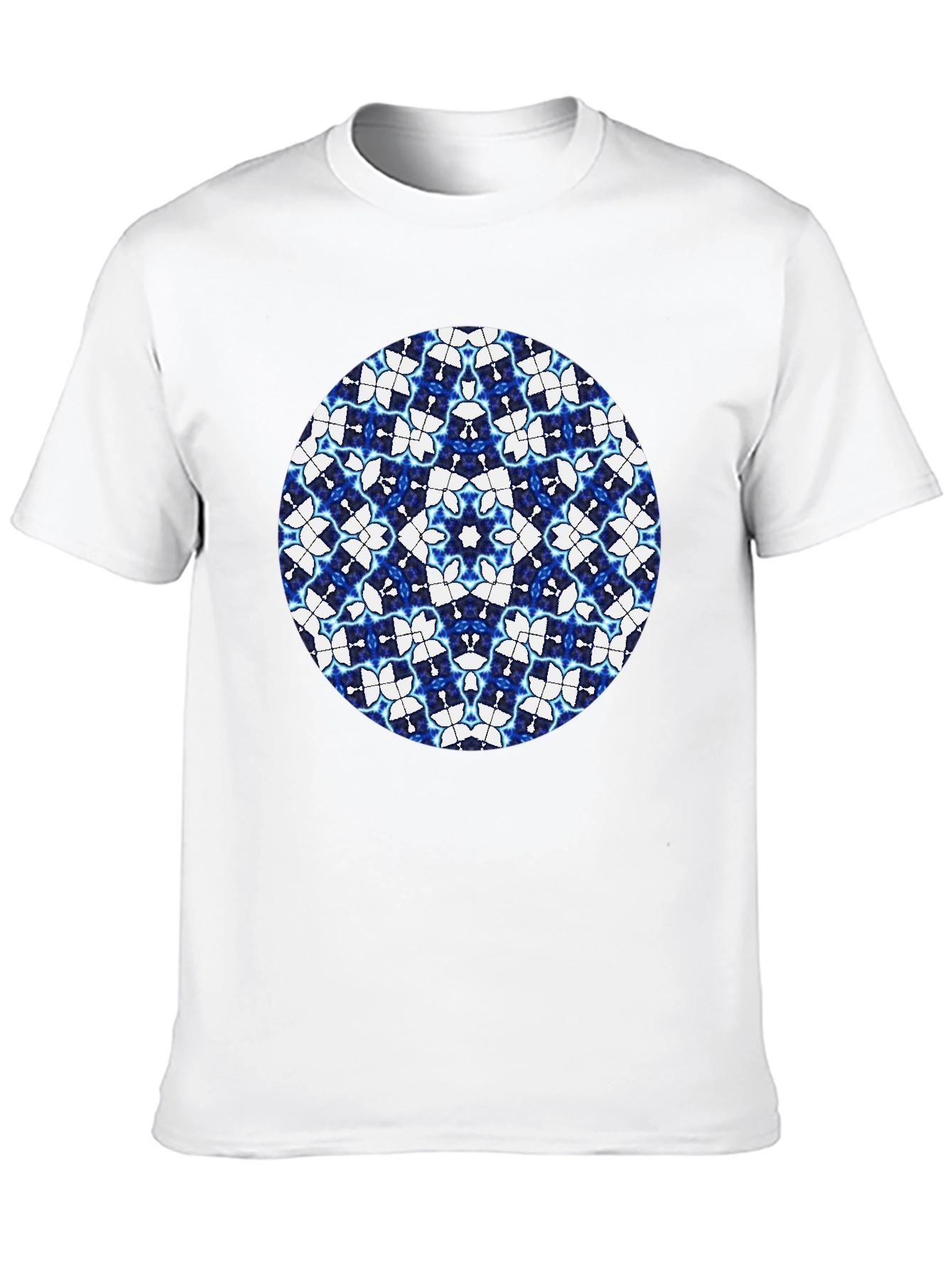 Blue Kaleidoscope Circle Black T-Shirt