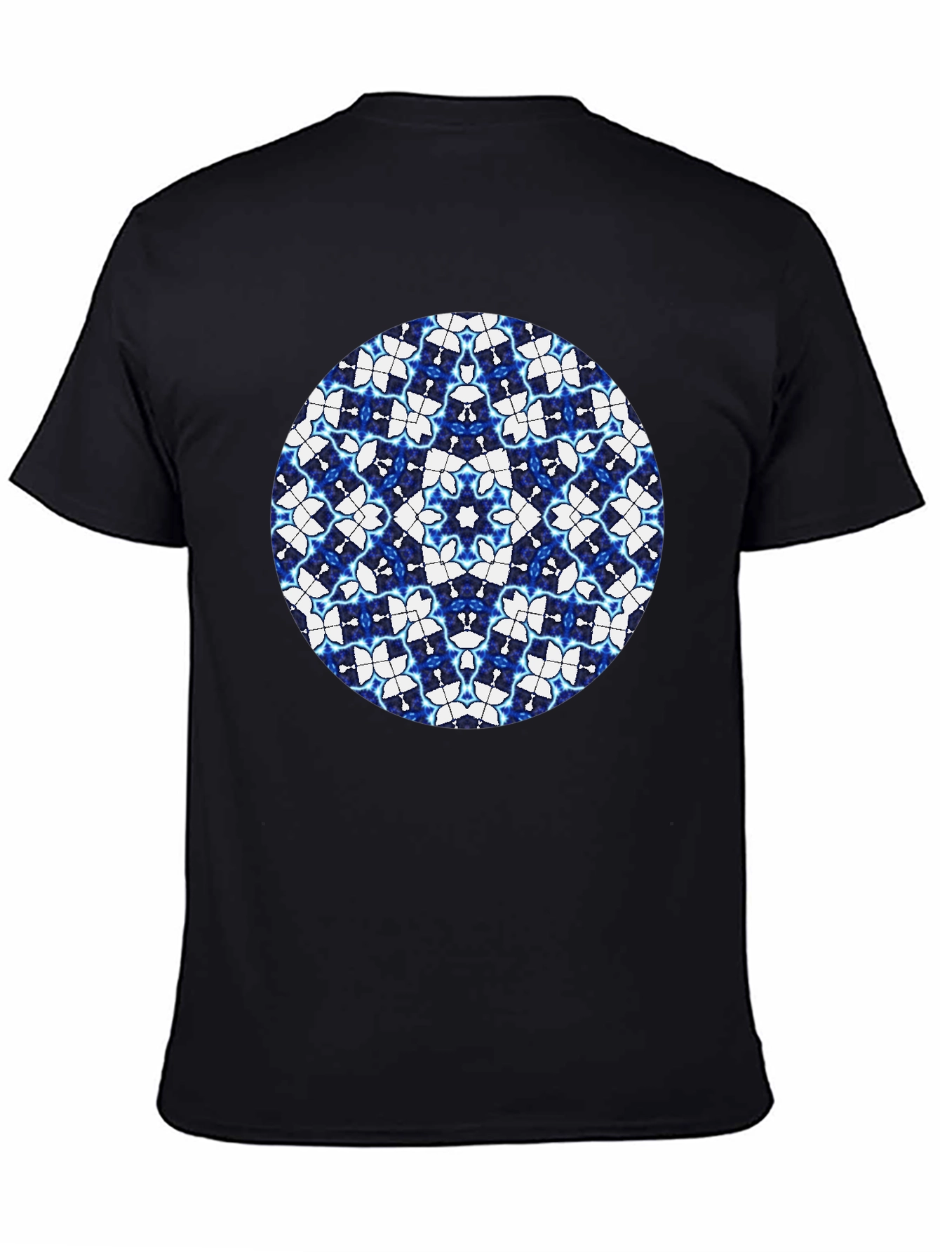 Blue Kaleidoscope Circle Black T-Shirt
