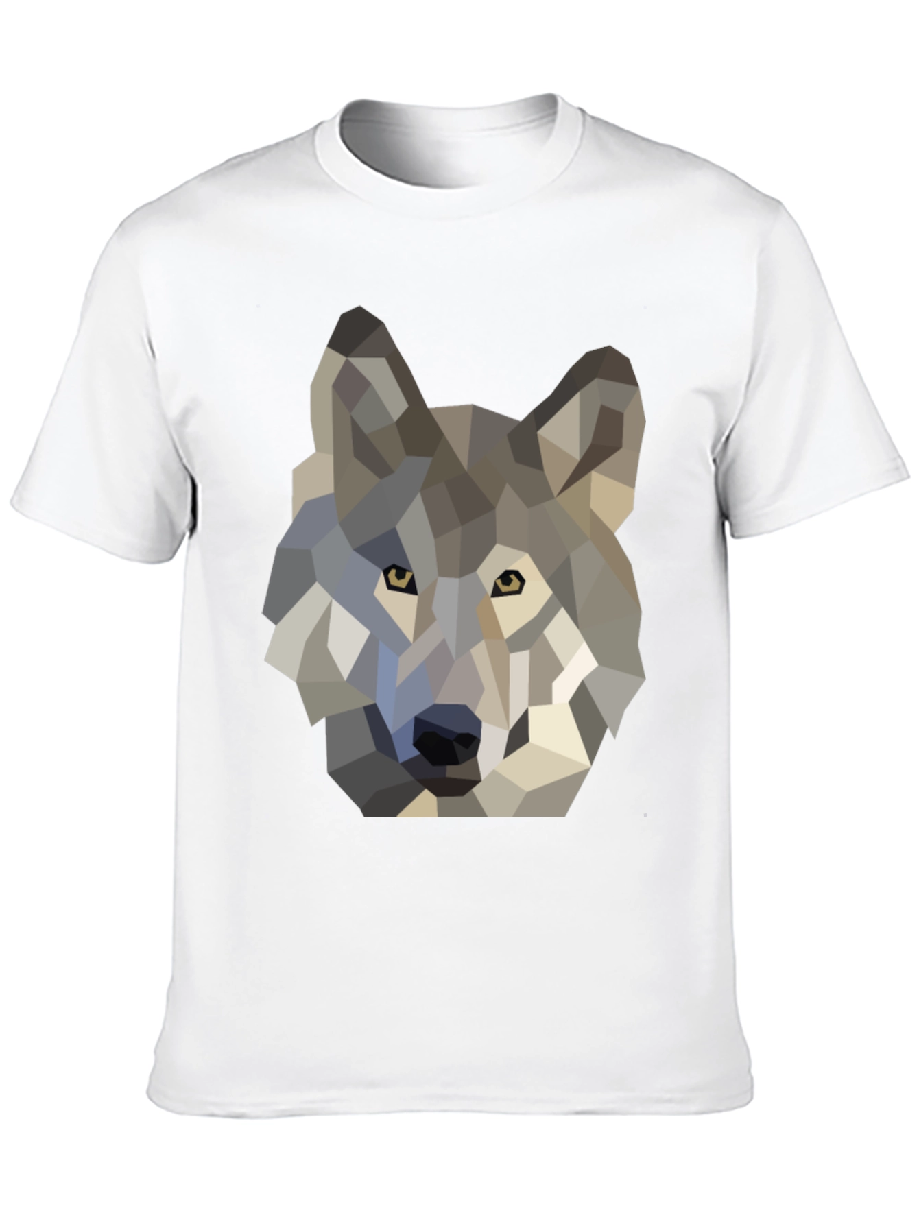 Geometric Wolf Graphic Tee - Black Cotton T-Shirt
