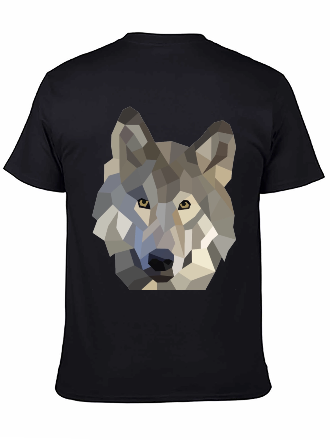Geometric Wolf Graphic Tee - Black Cotton T-Shirt