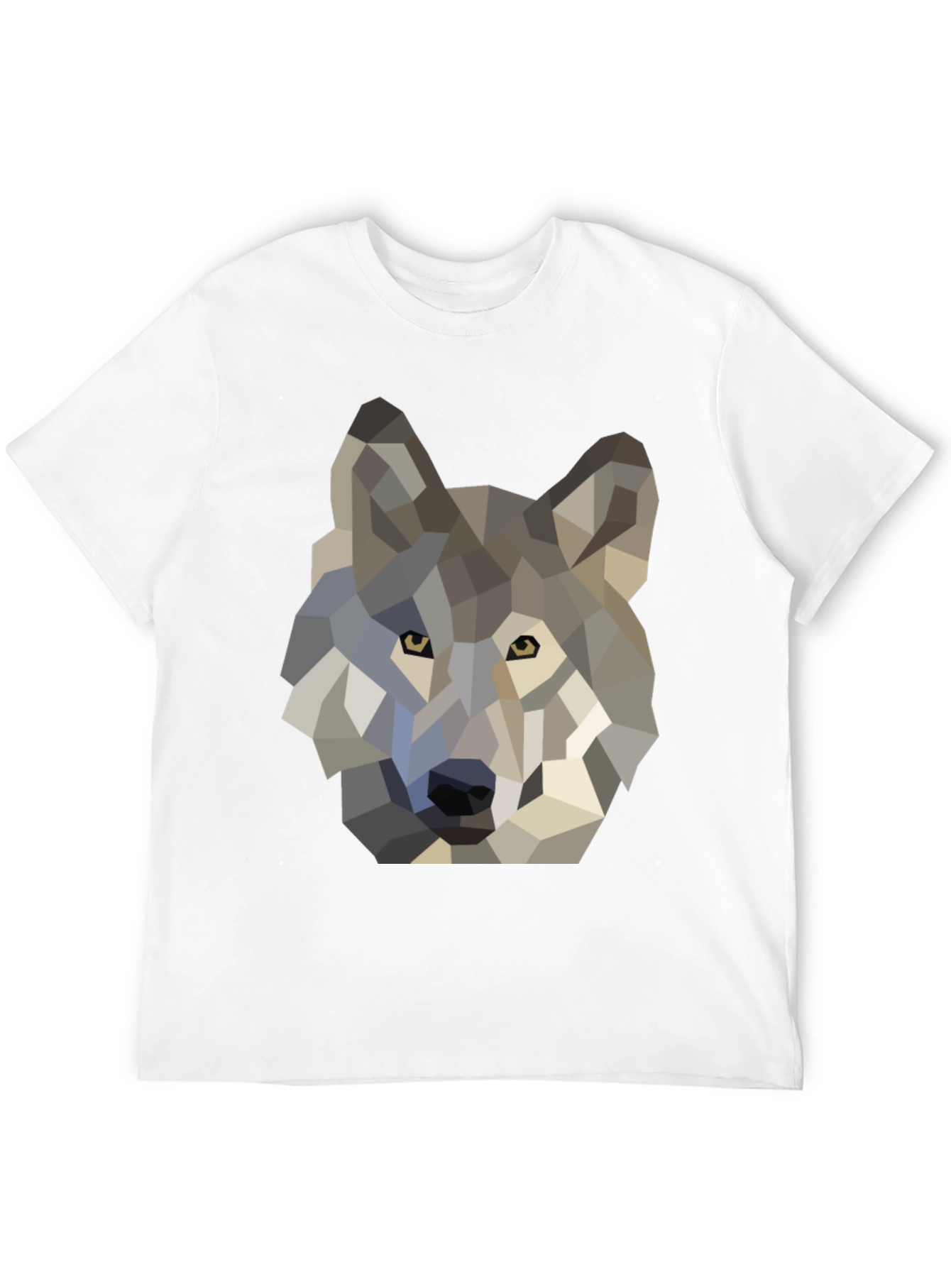 Geometric Wolf Graphic Tee - Black Cotton T-Shirt