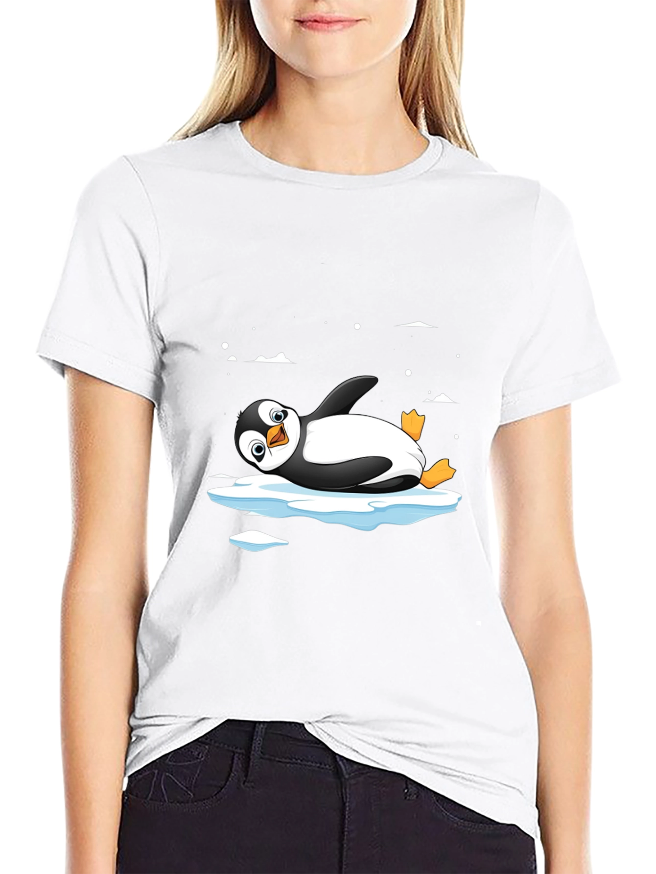 Cool Penguin on Ice T-Shirt - Black