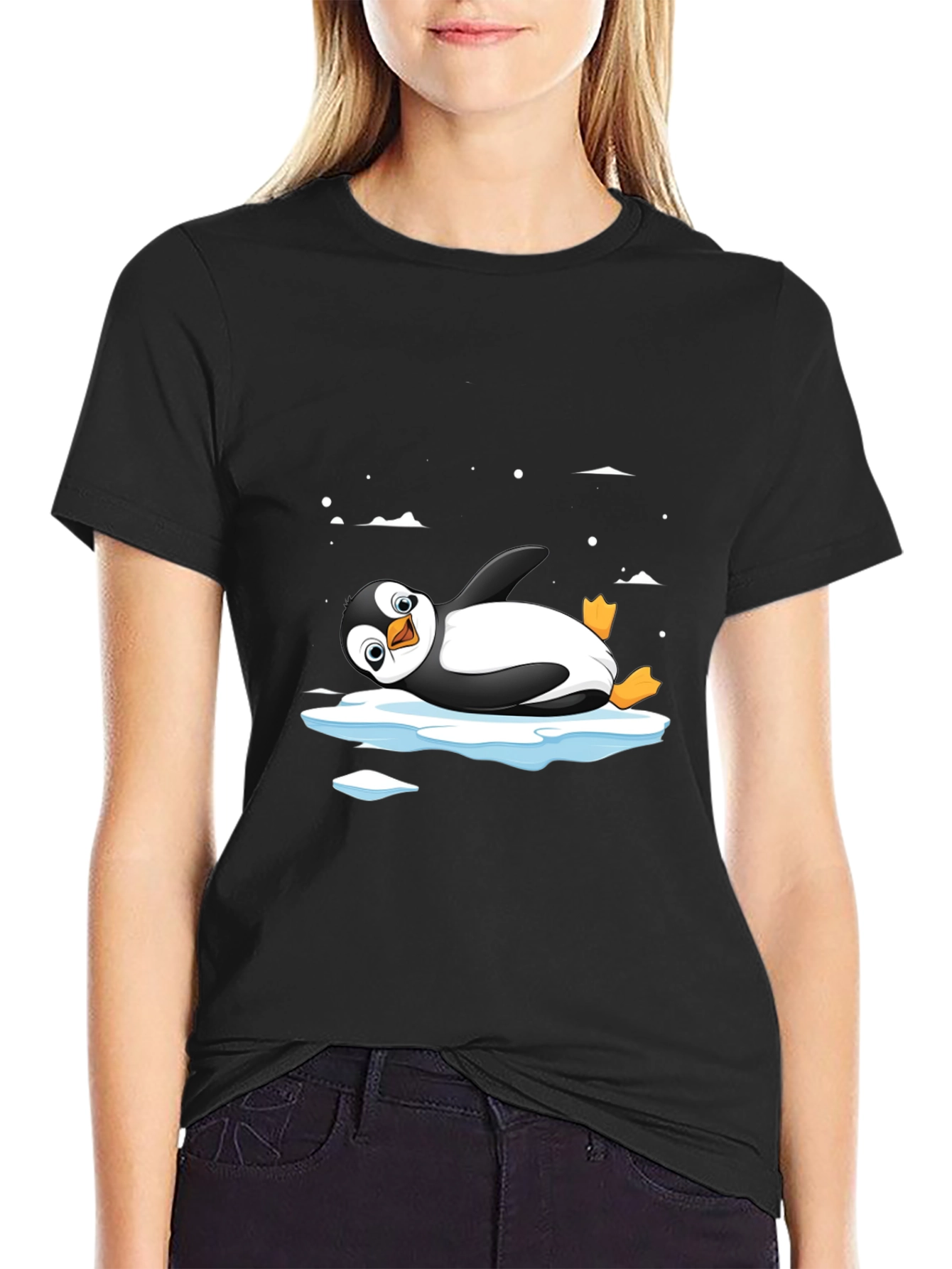 Cool Penguin on Ice T-Shirt - Black