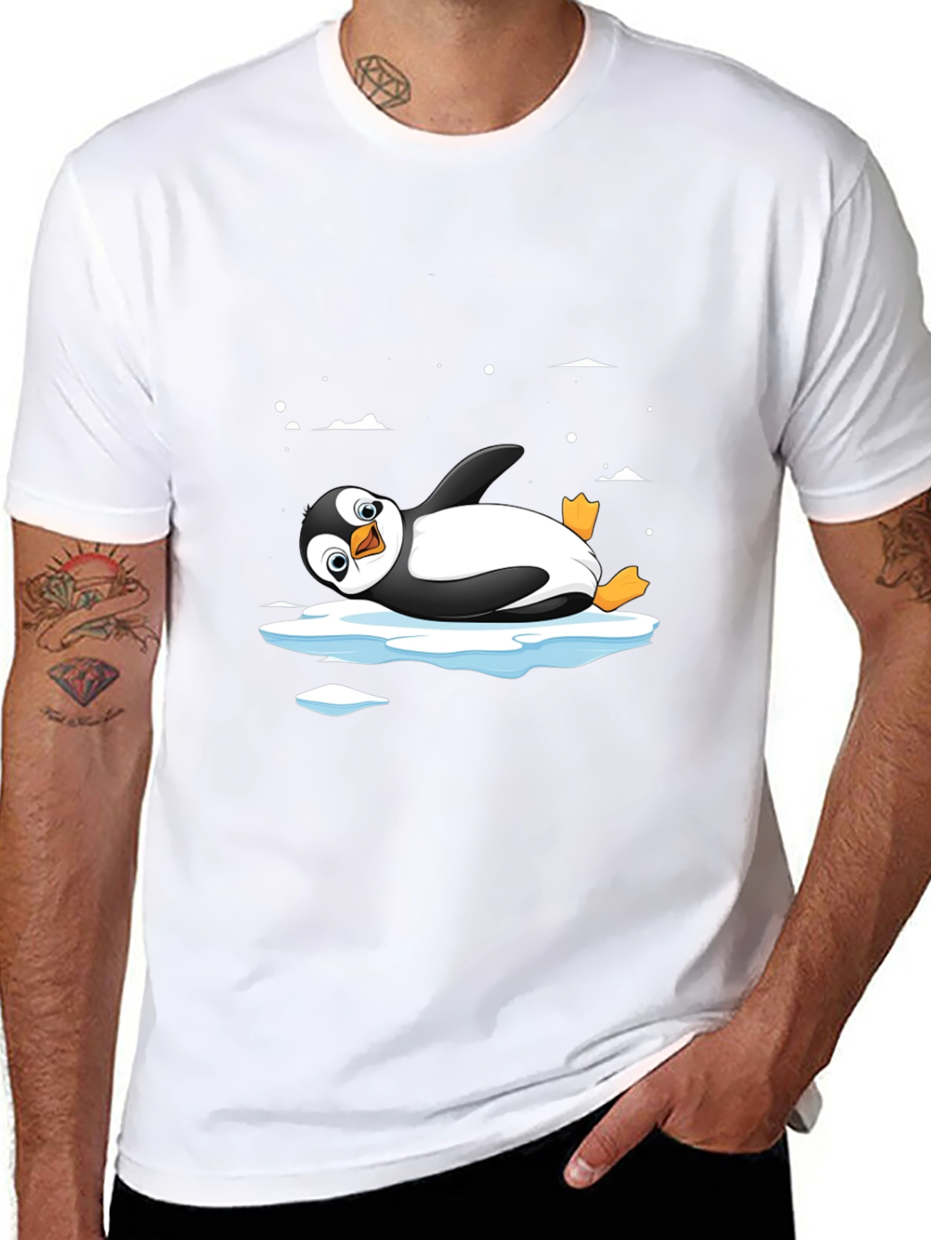 Cool Penguin on Ice T-Shirt - Black