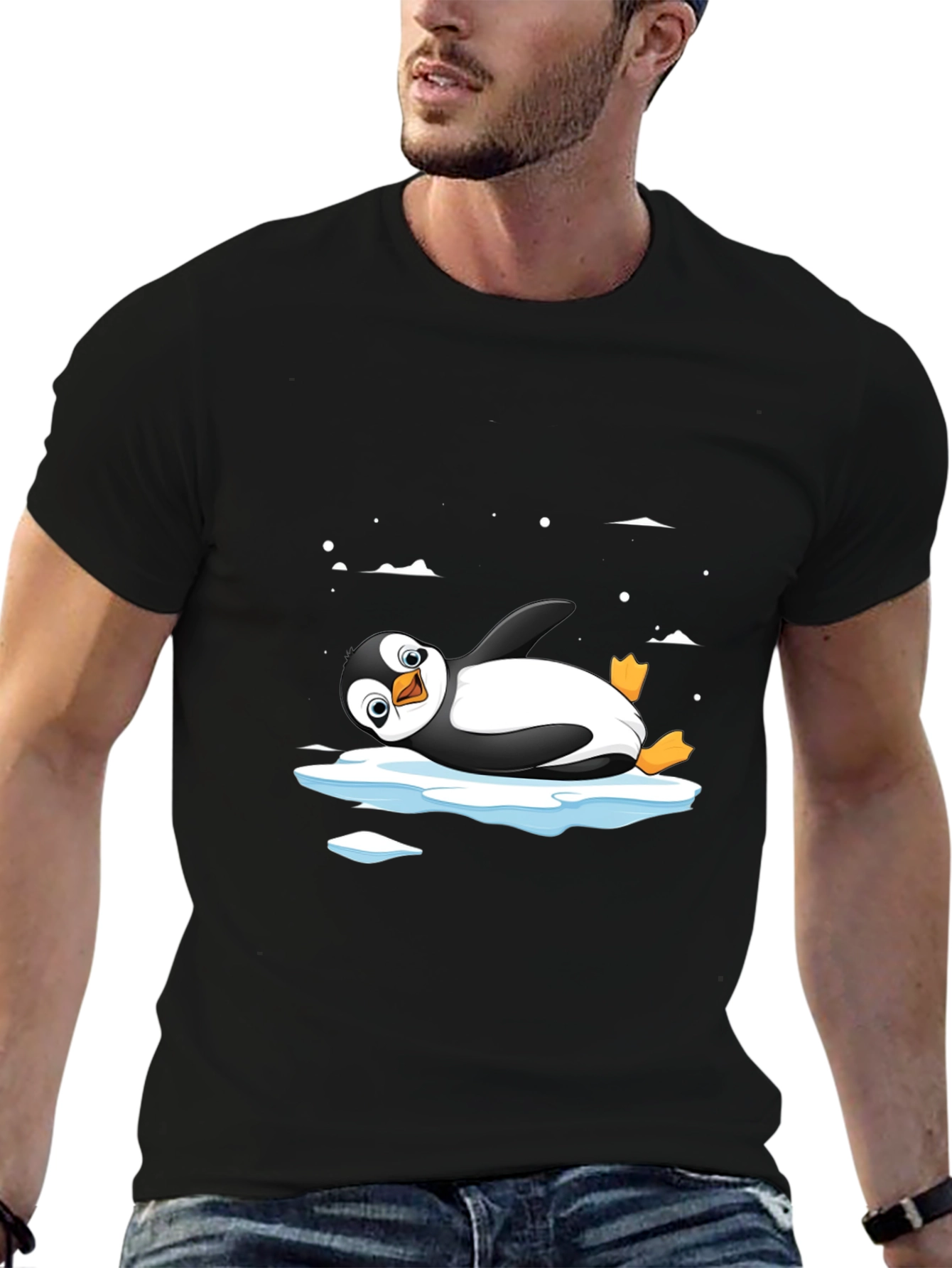 Cool Penguin on Ice T-Shirt - Black