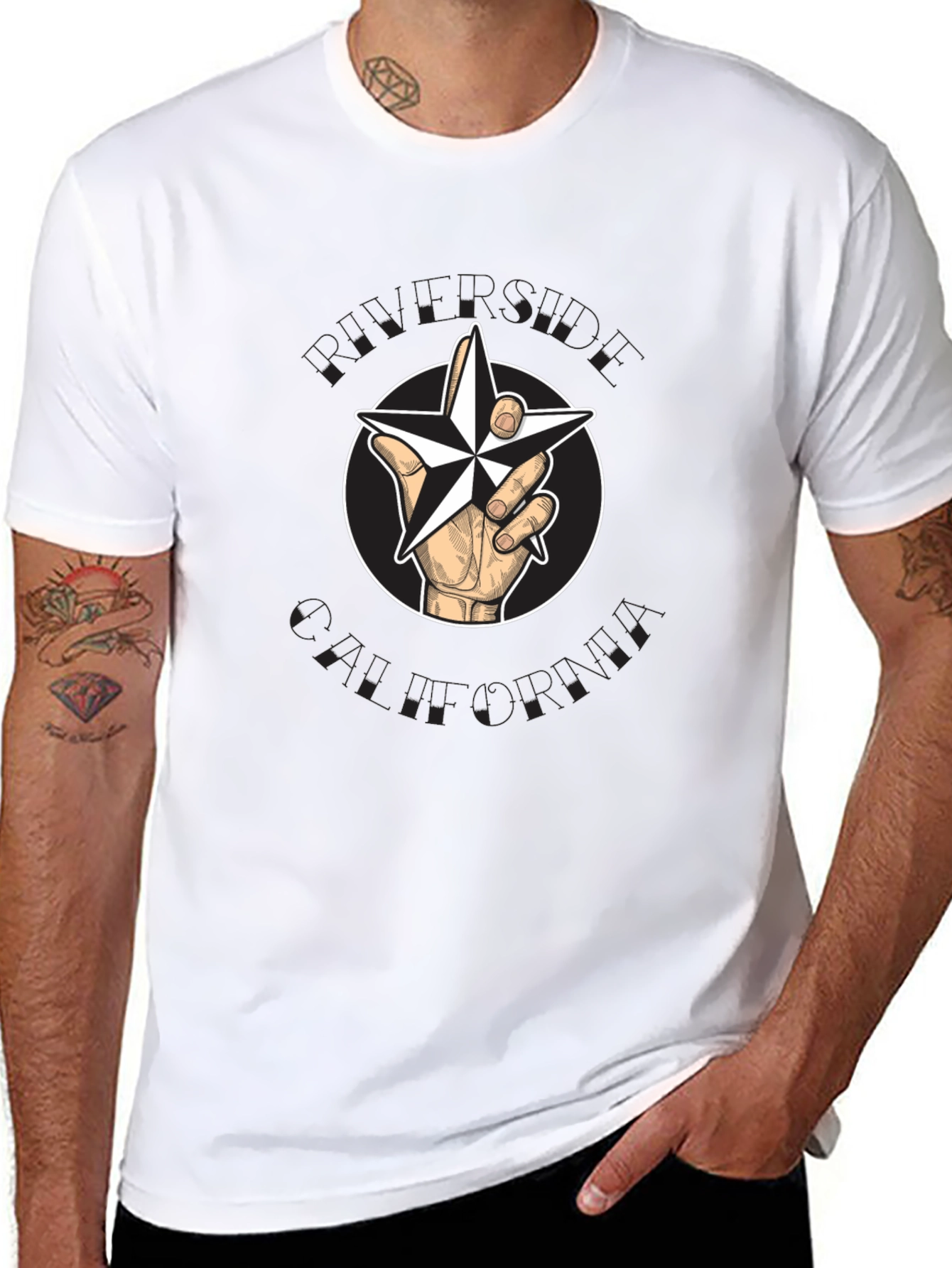 Star Hand Graphic T-Shirt - Casual Black Tee