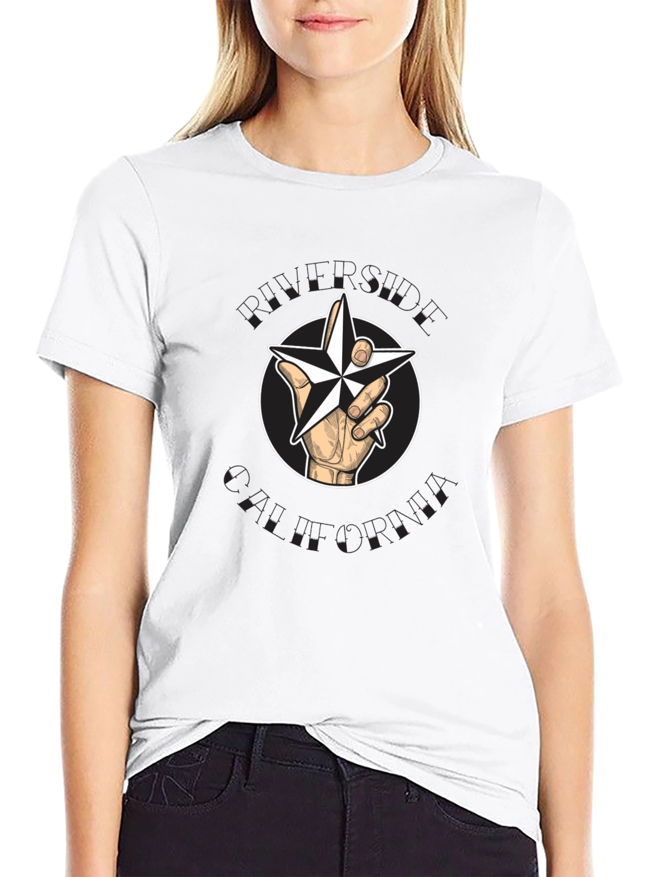 Star Hand Graphic T-Shirt - Casual Black Tee
