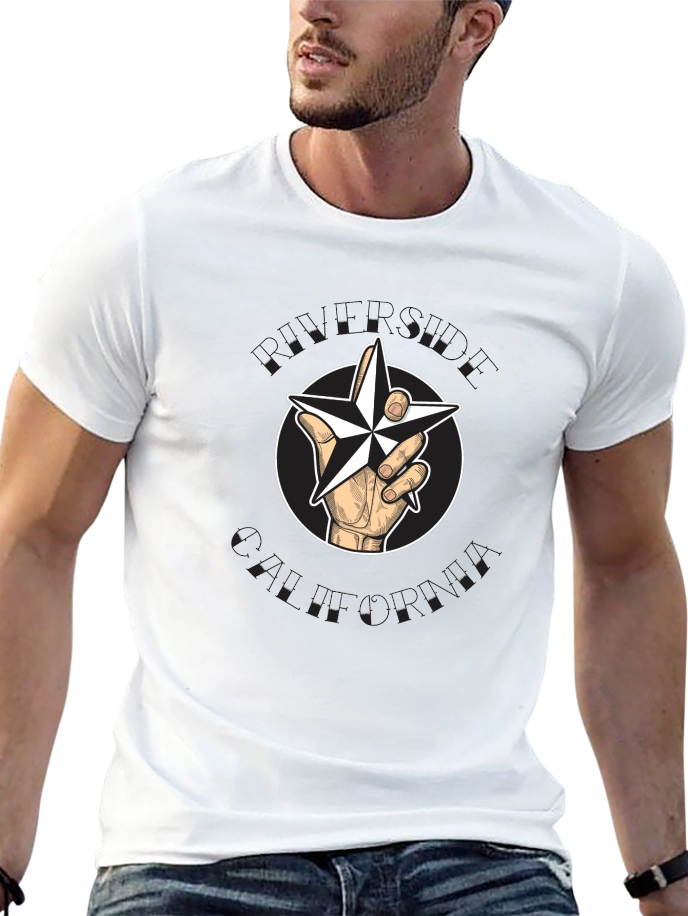 Star Hand Graphic T-Shirt - Casual Black Tee