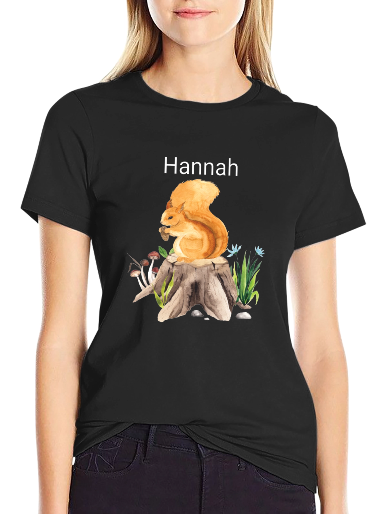 Personalized Hannah Squirrel Graphic T-Shirt