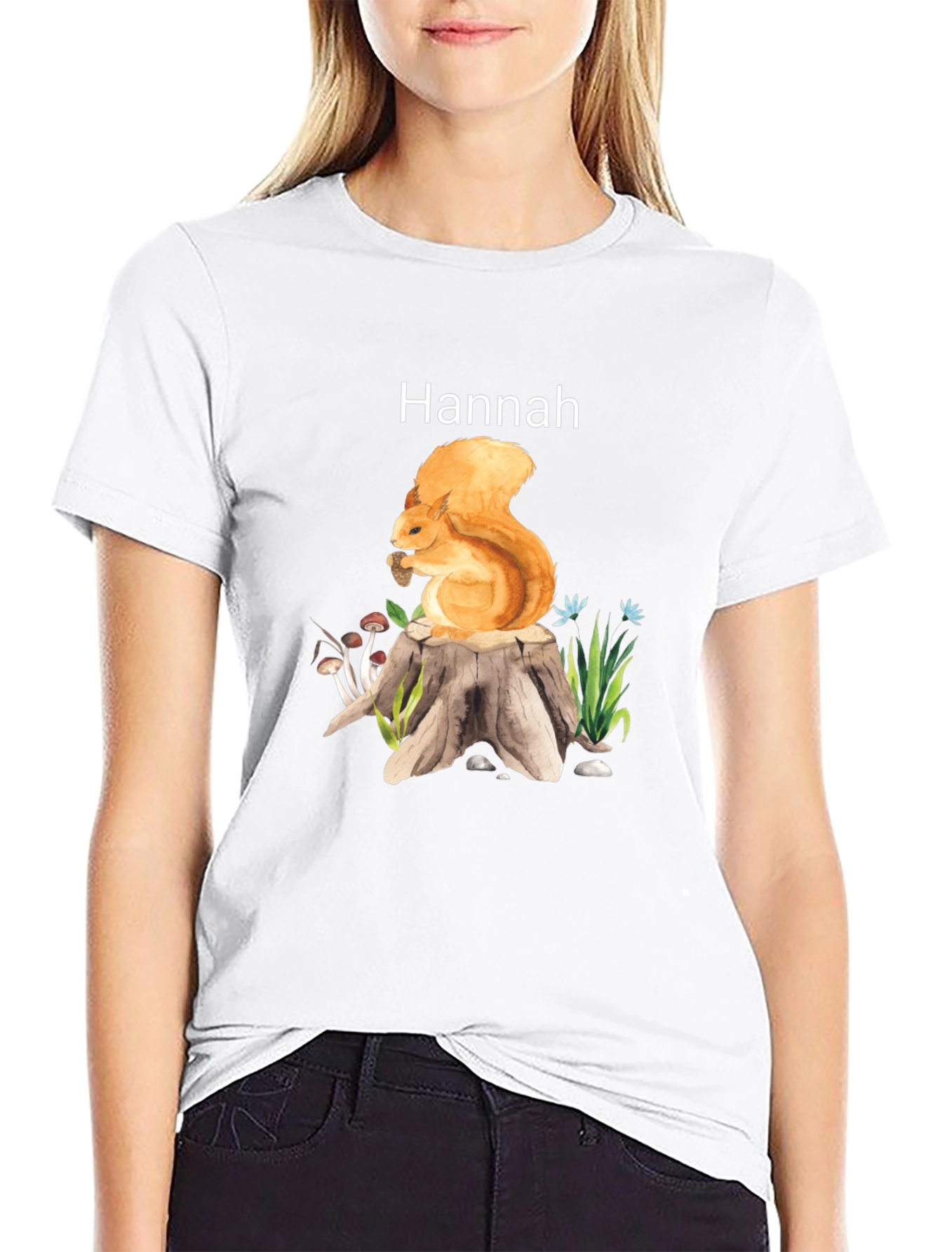 Personalized Hannah Squirrel Graphic T-Shirt