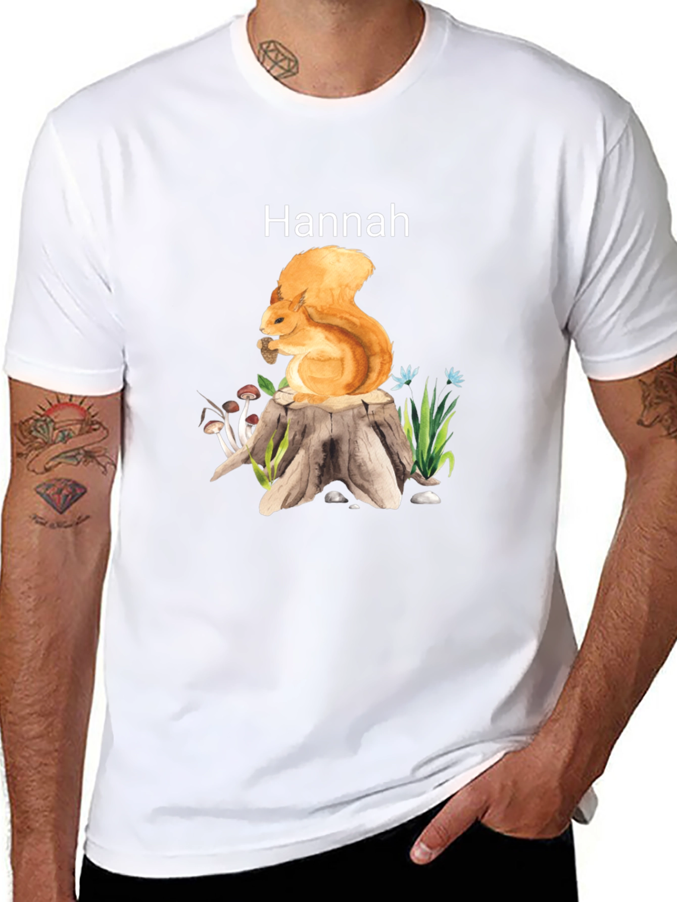 Personalized Hannah Squirrel Graphic T-Shirt