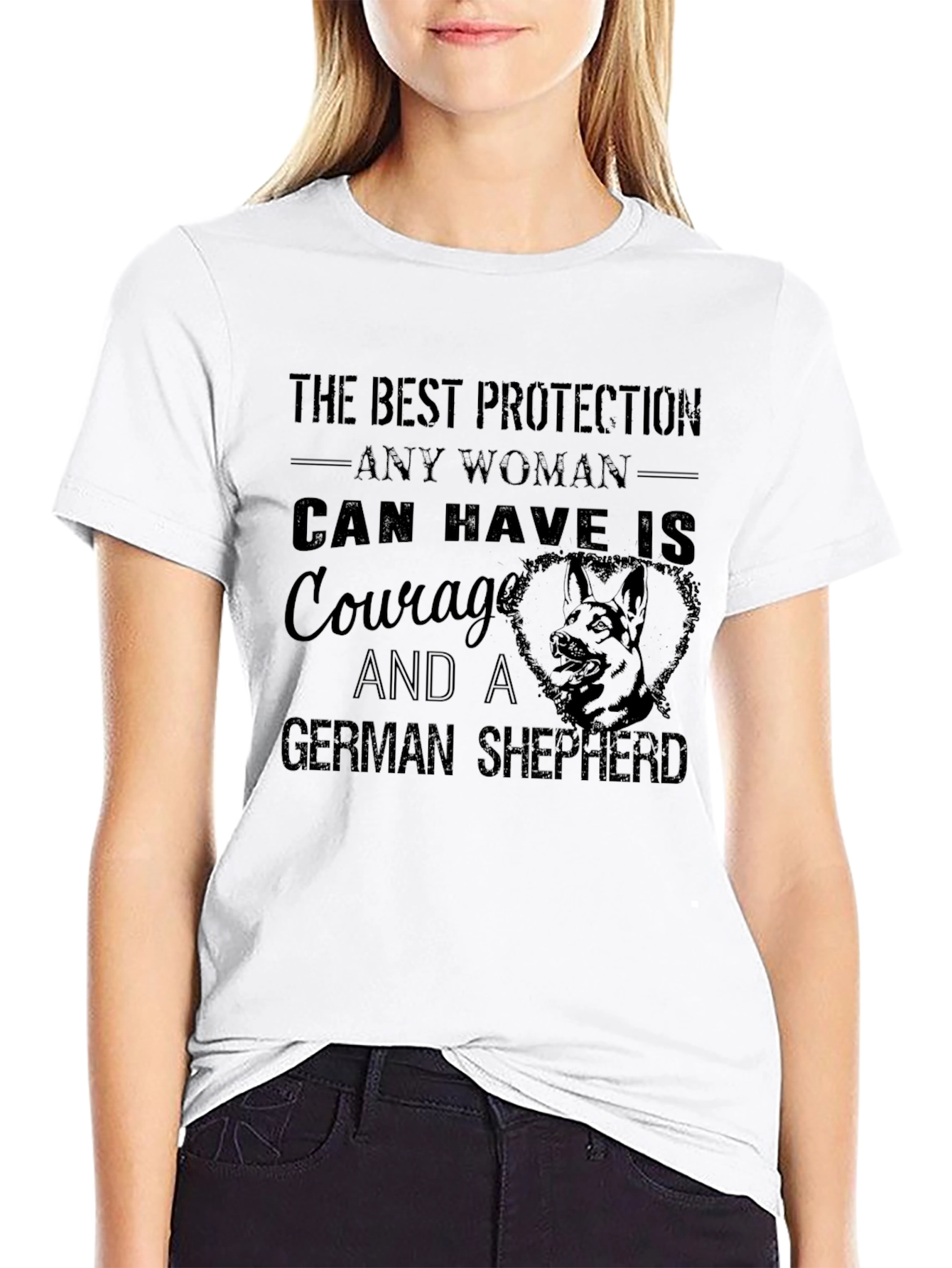 Courage & German Shepherd T-Shirt - Womens Protection Tee