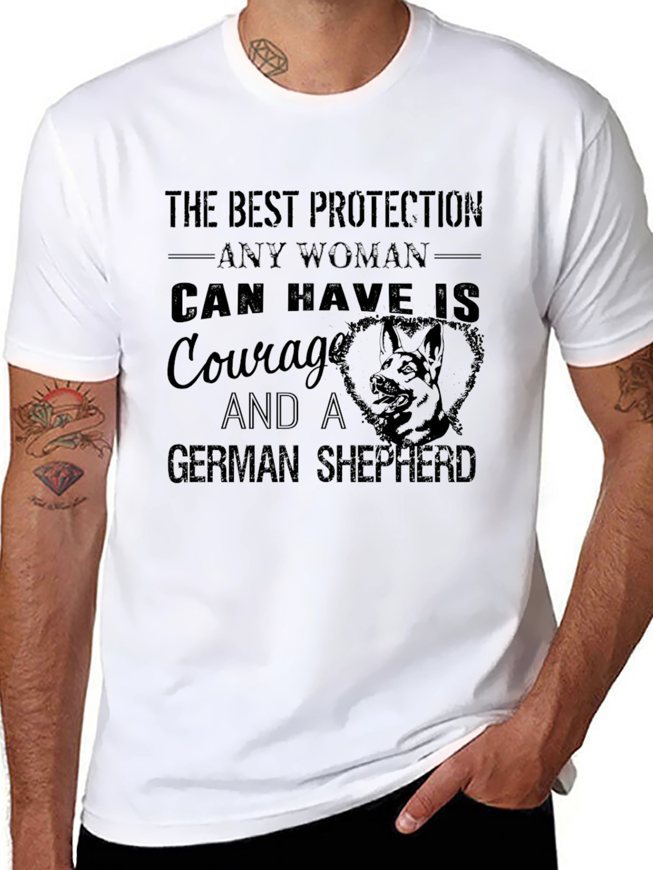 Courage & German Shepherd T-Shirt - Womens Protection Tee