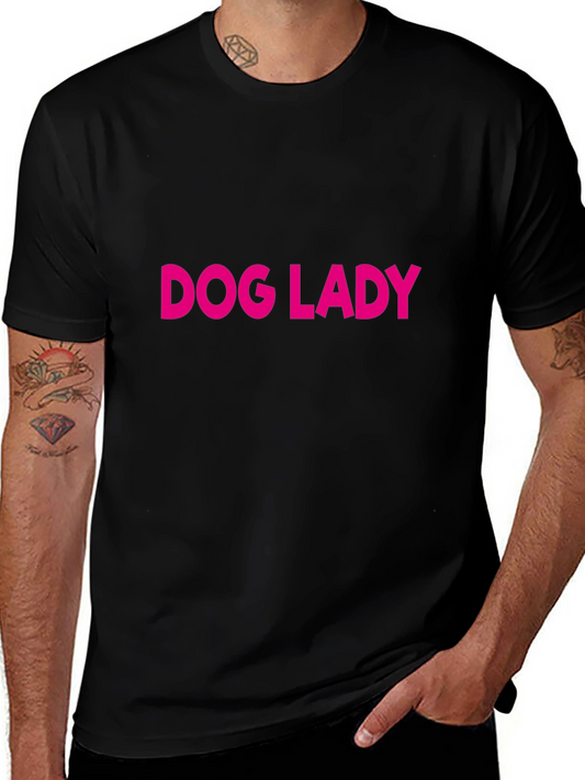Dog Lady Graphic Tee - Black Cotton T-Shirt
