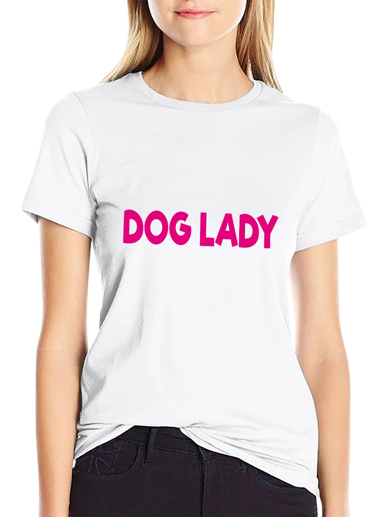 Dog Lady Graphic Tee - Black Cotton T-Shirt