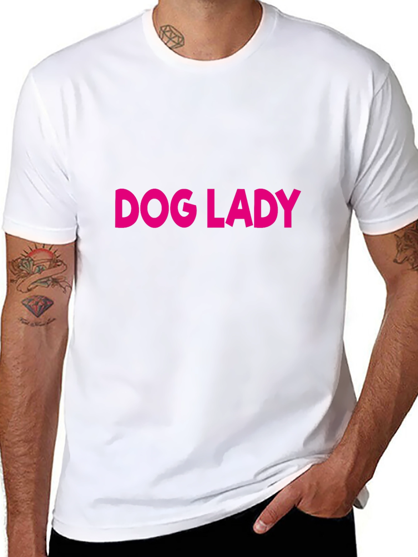 Dog Lady Graphic Tee - Black Cotton T-Shirt