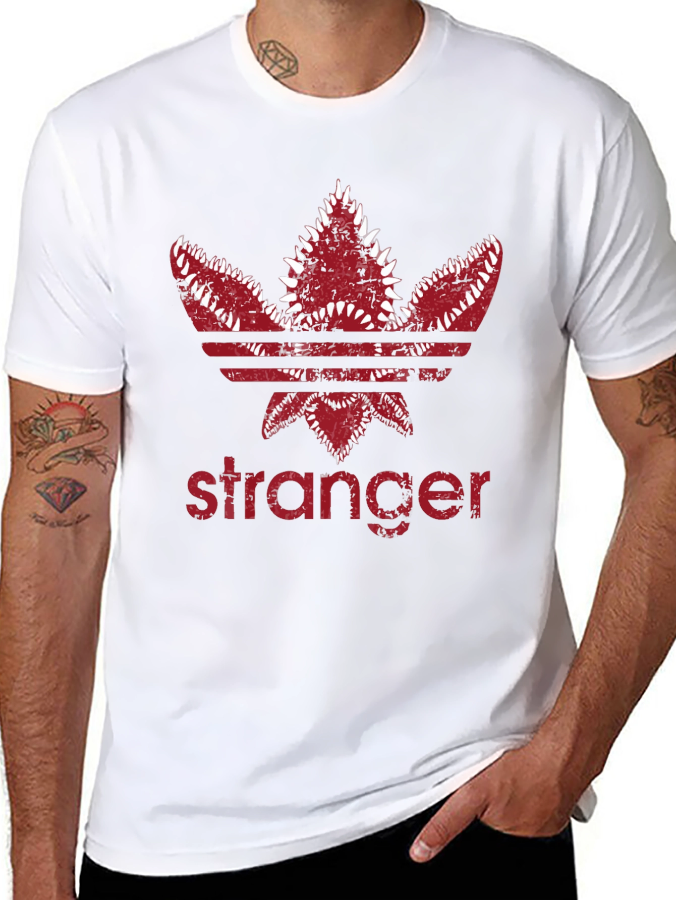 Stranger Trefoil T-Shirt - Dark Red Design