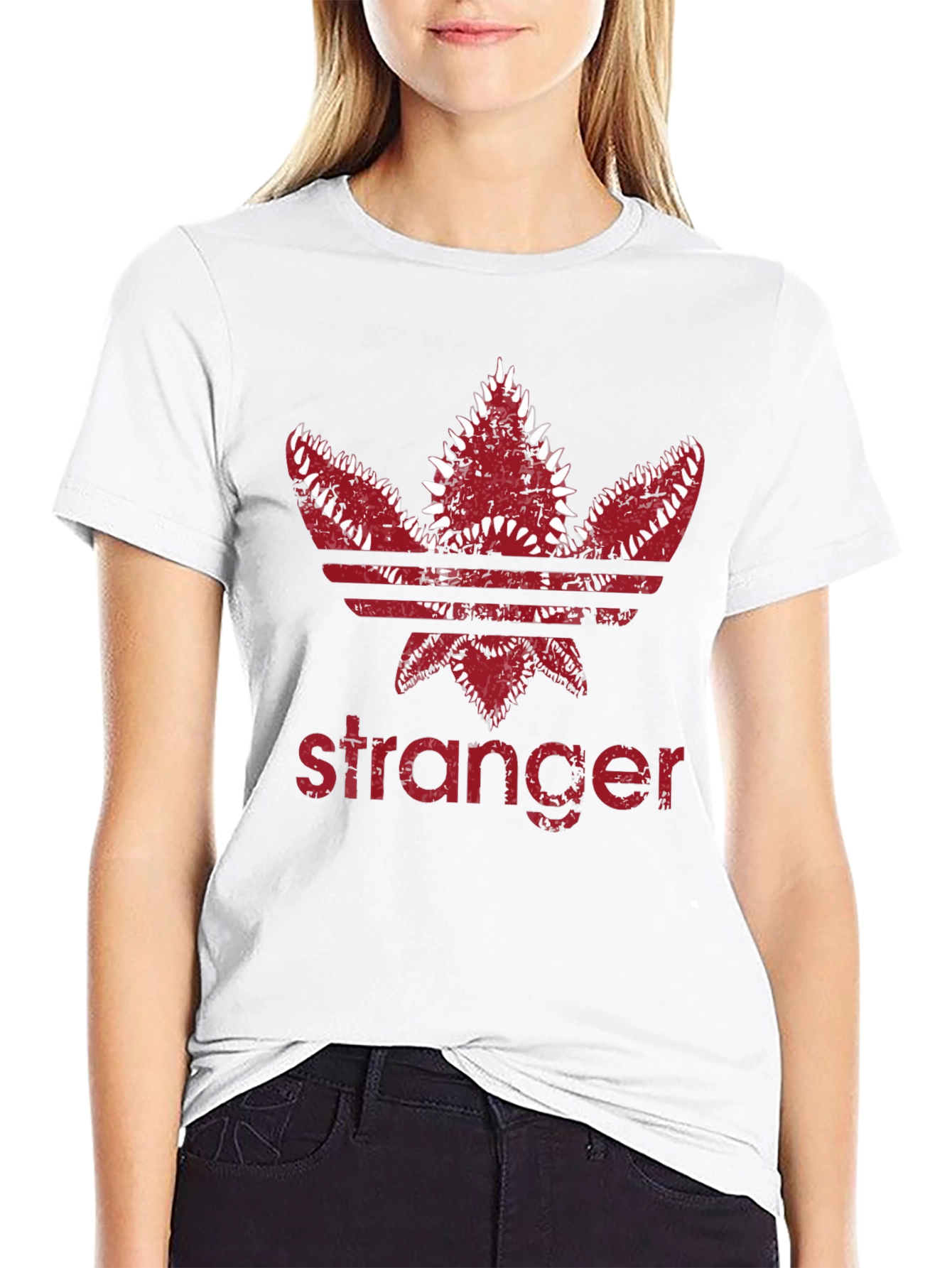 Stranger Trefoil T-Shirt - Dark Red Design