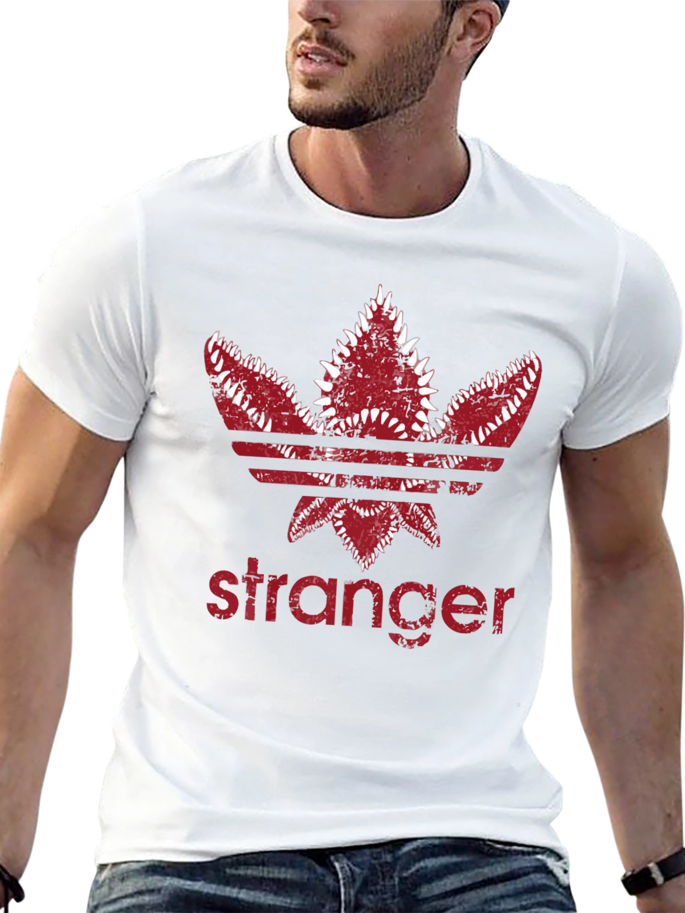 Stranger Trefoil T-Shirt - Dark Red Design