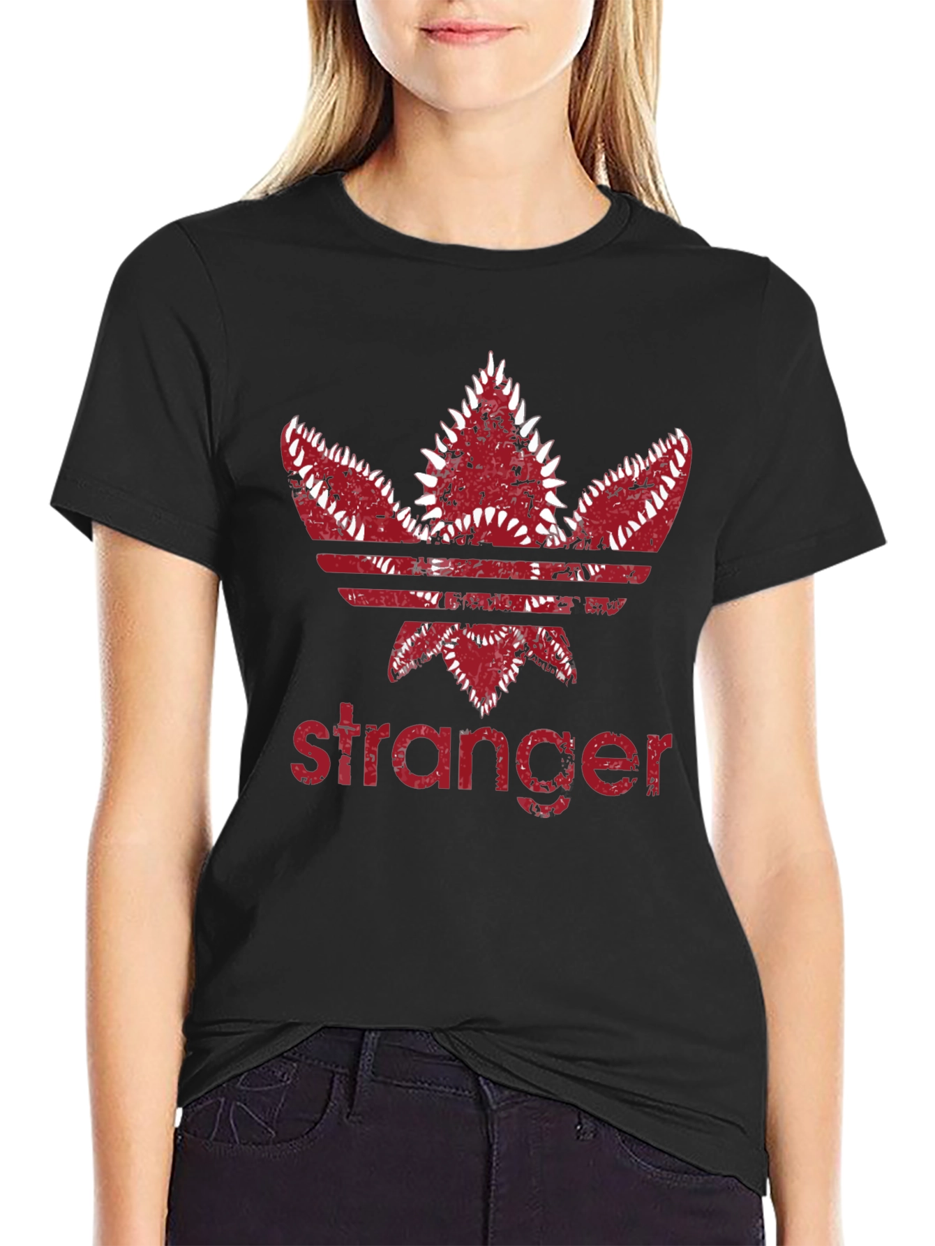 Stranger Trefoil T-Shirt - Dark Red Design