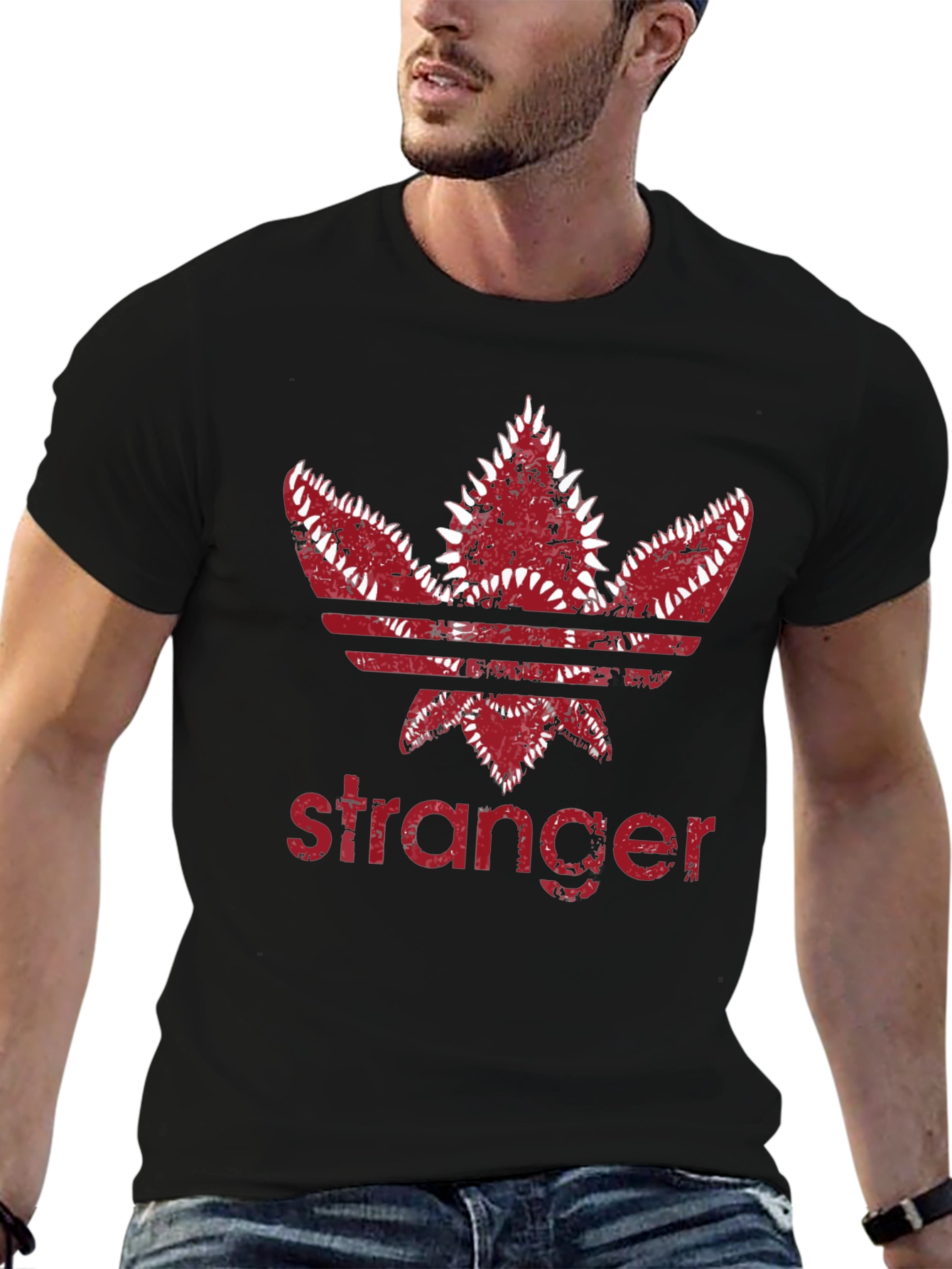 Stranger Trefoil T-Shirt - Dark Red Design
