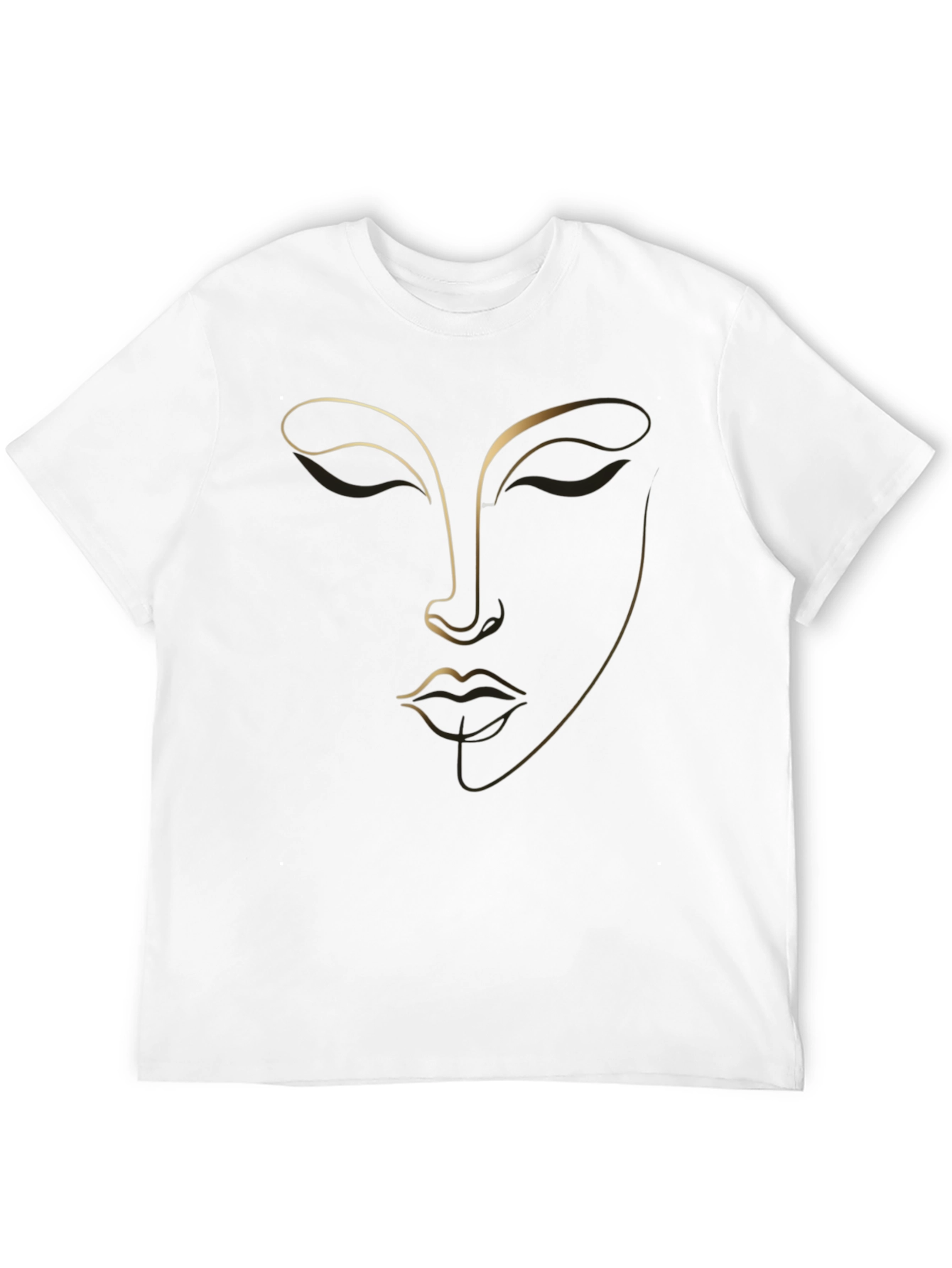Minimalist Face Line Art Black T-Shirt