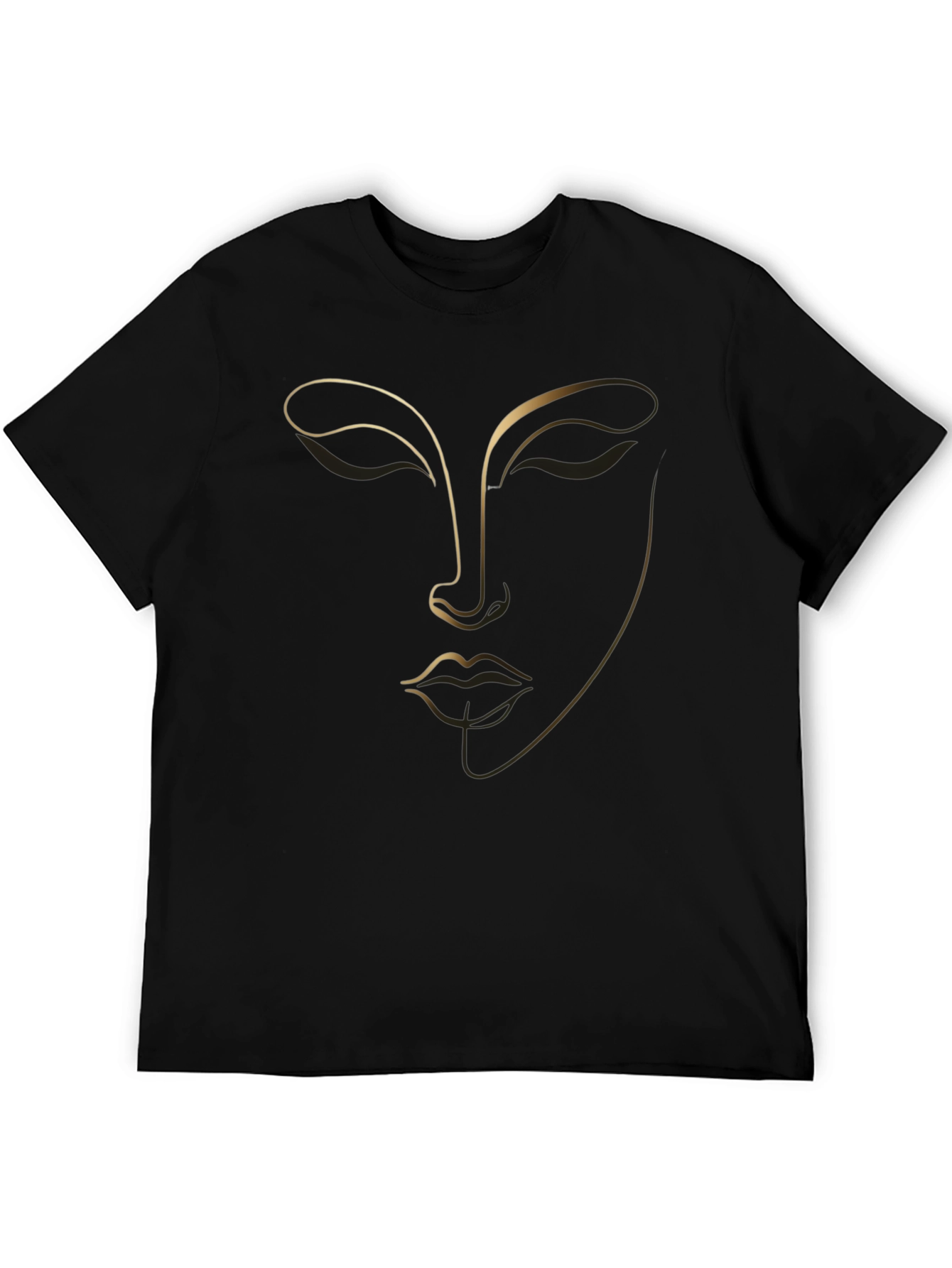 Minimalist Face Line Art Black T-Shirt
