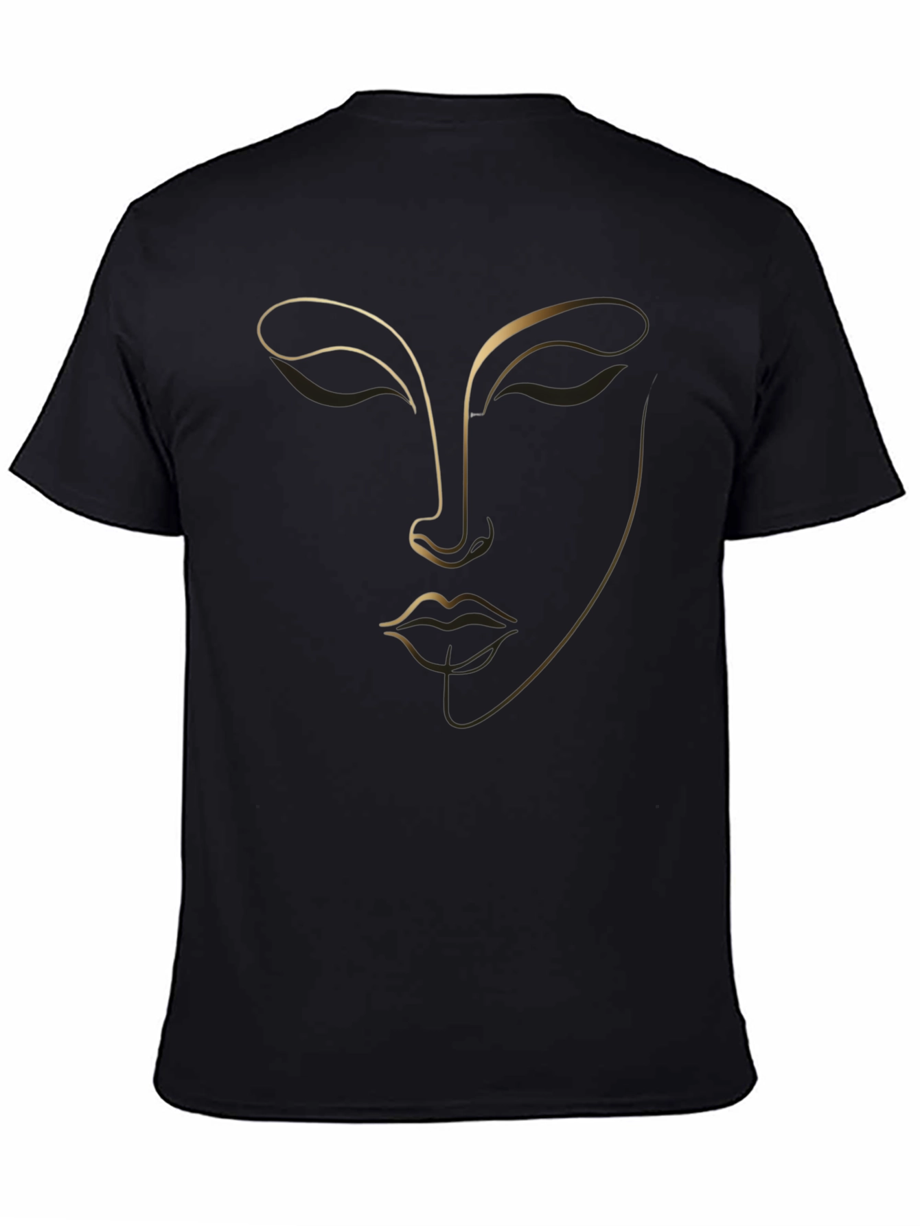 Minimalist Face Line Art Black T-Shirt