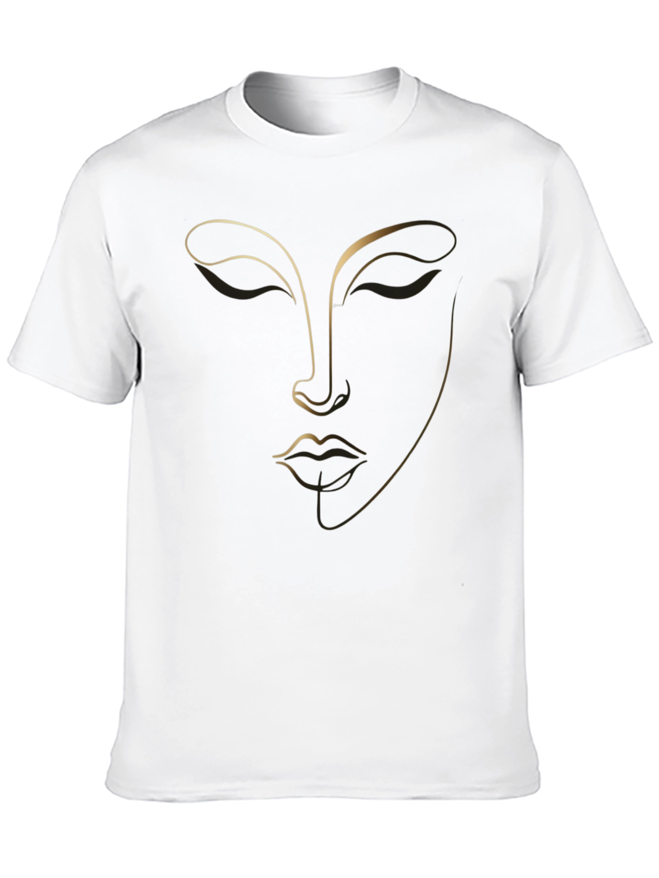 Minimalist Face Line Art Black T-Shirt