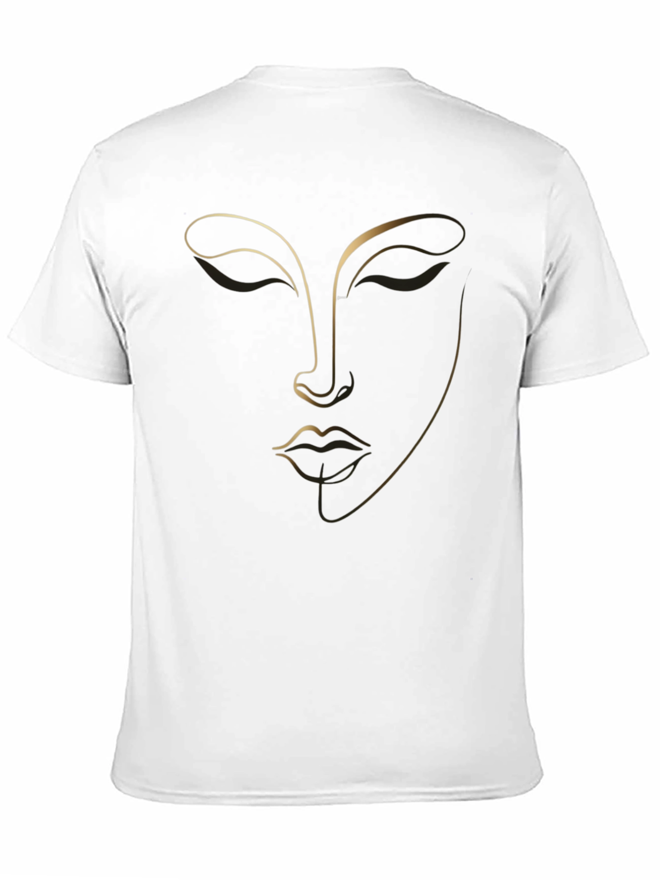 Minimalist Face Line Art Black T-Shirt