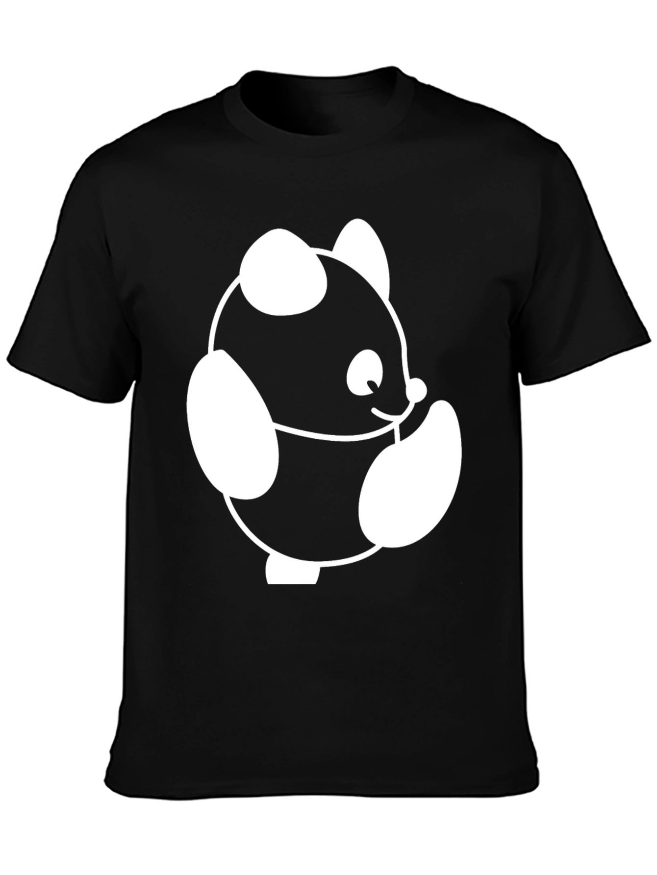 Cute Panda Graphic Black T-Shirt