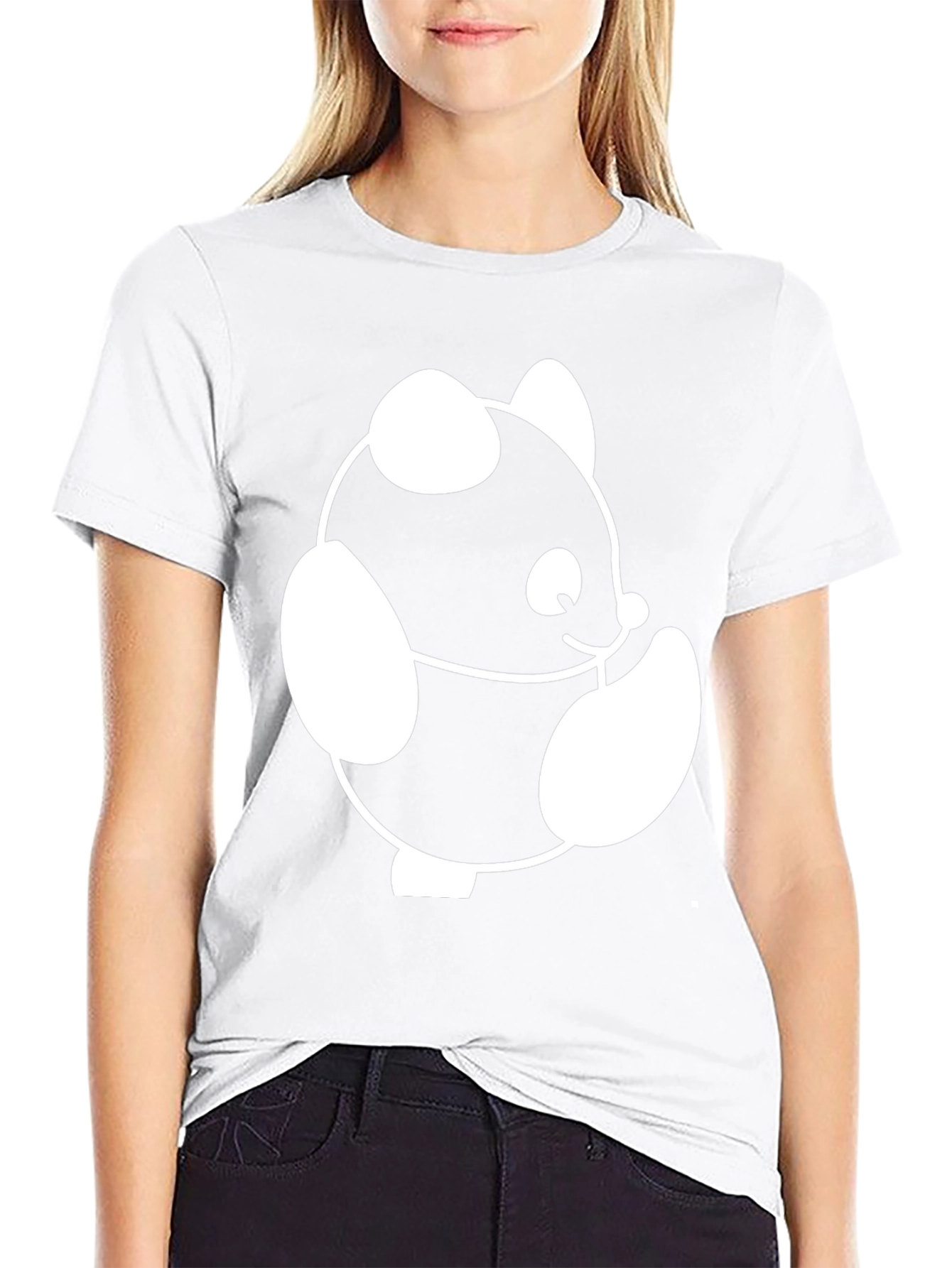 Cute Panda Graphic Black T-Shirt